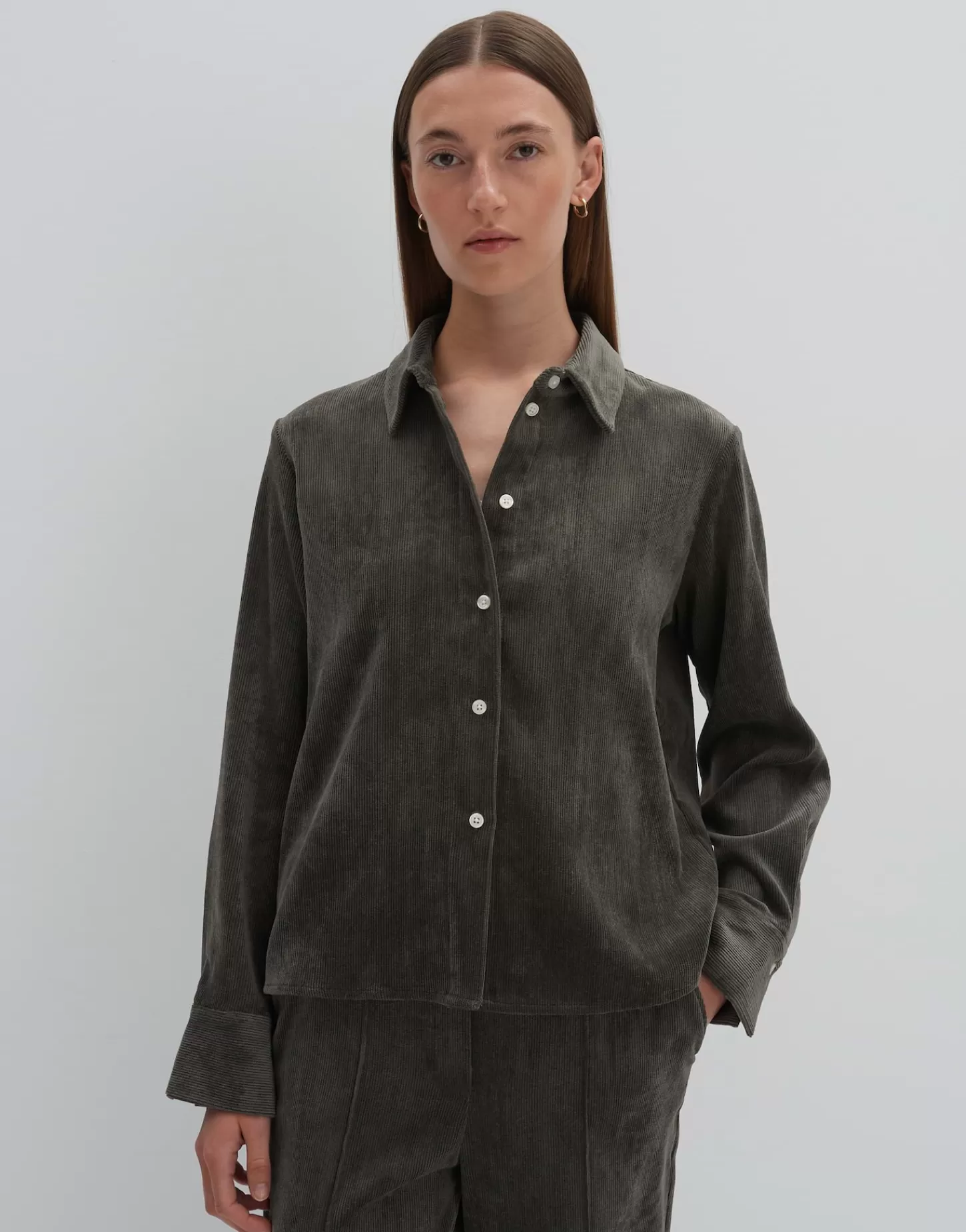 DAMES OPUS Corduroy Bloes Zortney Detail Groen Online Bestellen
