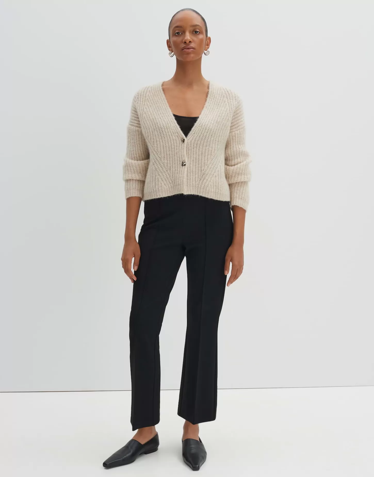 DAMES OPUS Flared Pants Curinna Detail Zwart Online Bestellen