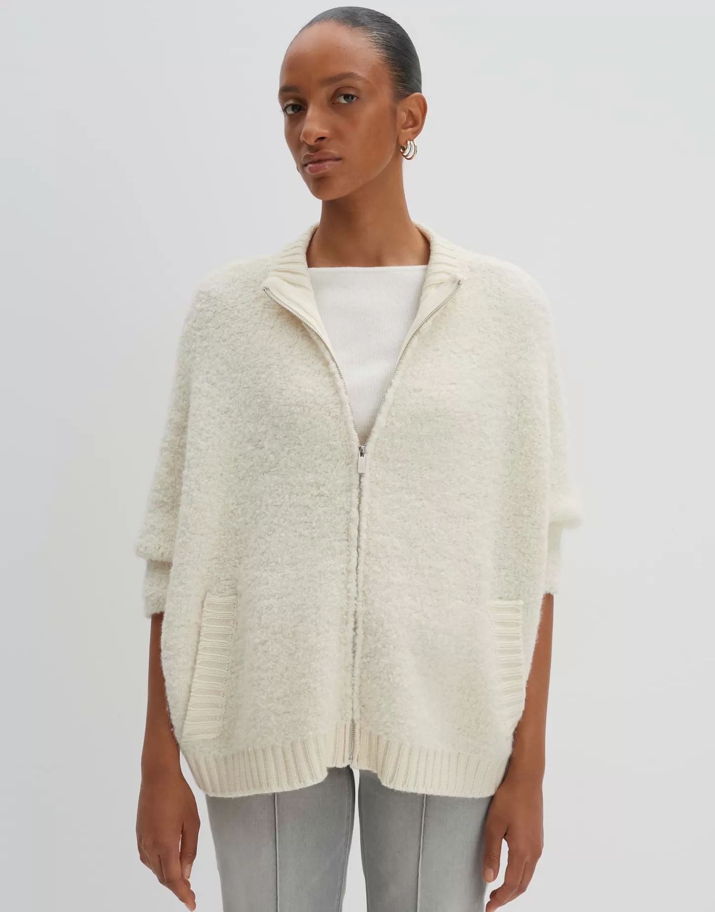 DAMES OPUS Gebreid Vest Touclee Detail Wit Online Bestellen