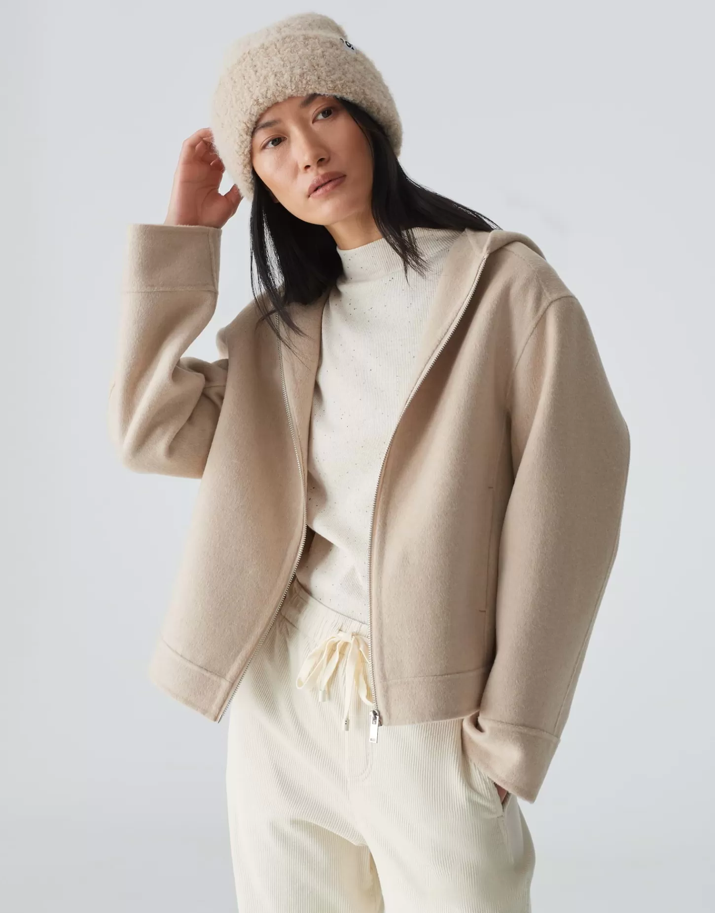DAMES OPUS Gebreide Muts Acurly Cap Beige Online Bestellen