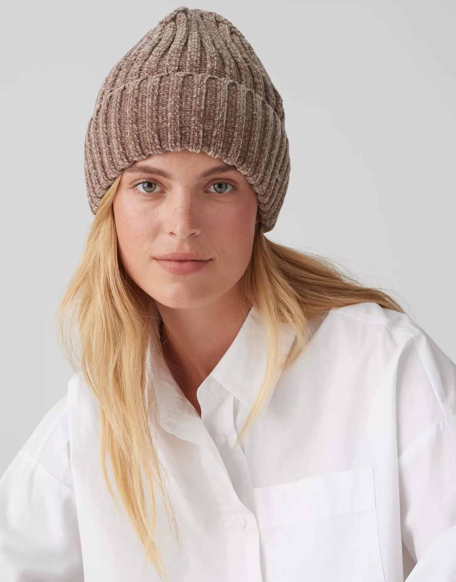DAMES OPUS Gebreide Muts Awami Rib Bruin Online Bestellen