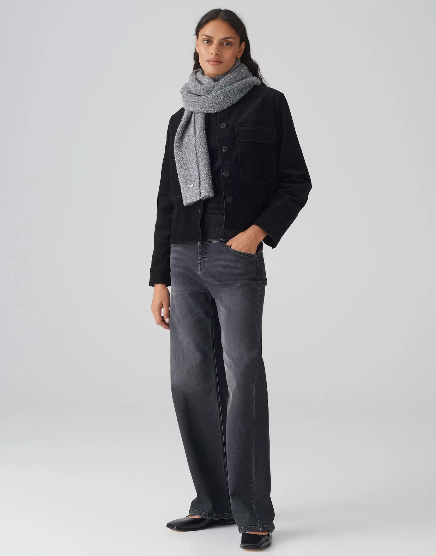DAMES OPUS Gebreide Sjaal Aglezi Scarf Grijs Online Bestellen
