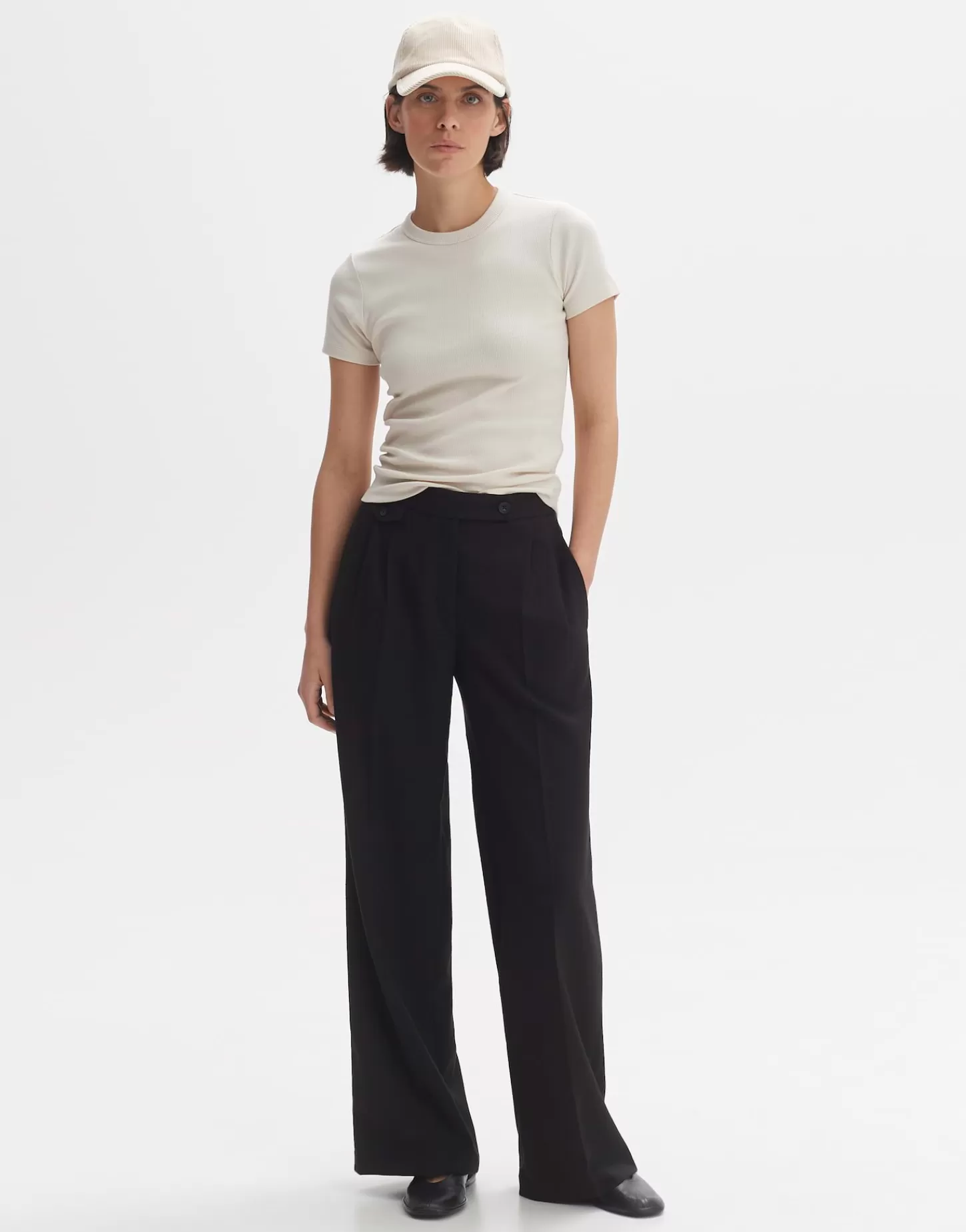 DAMES OPUS Geplooide Broek Marzena Asymmetric Zwart Online Bestellen