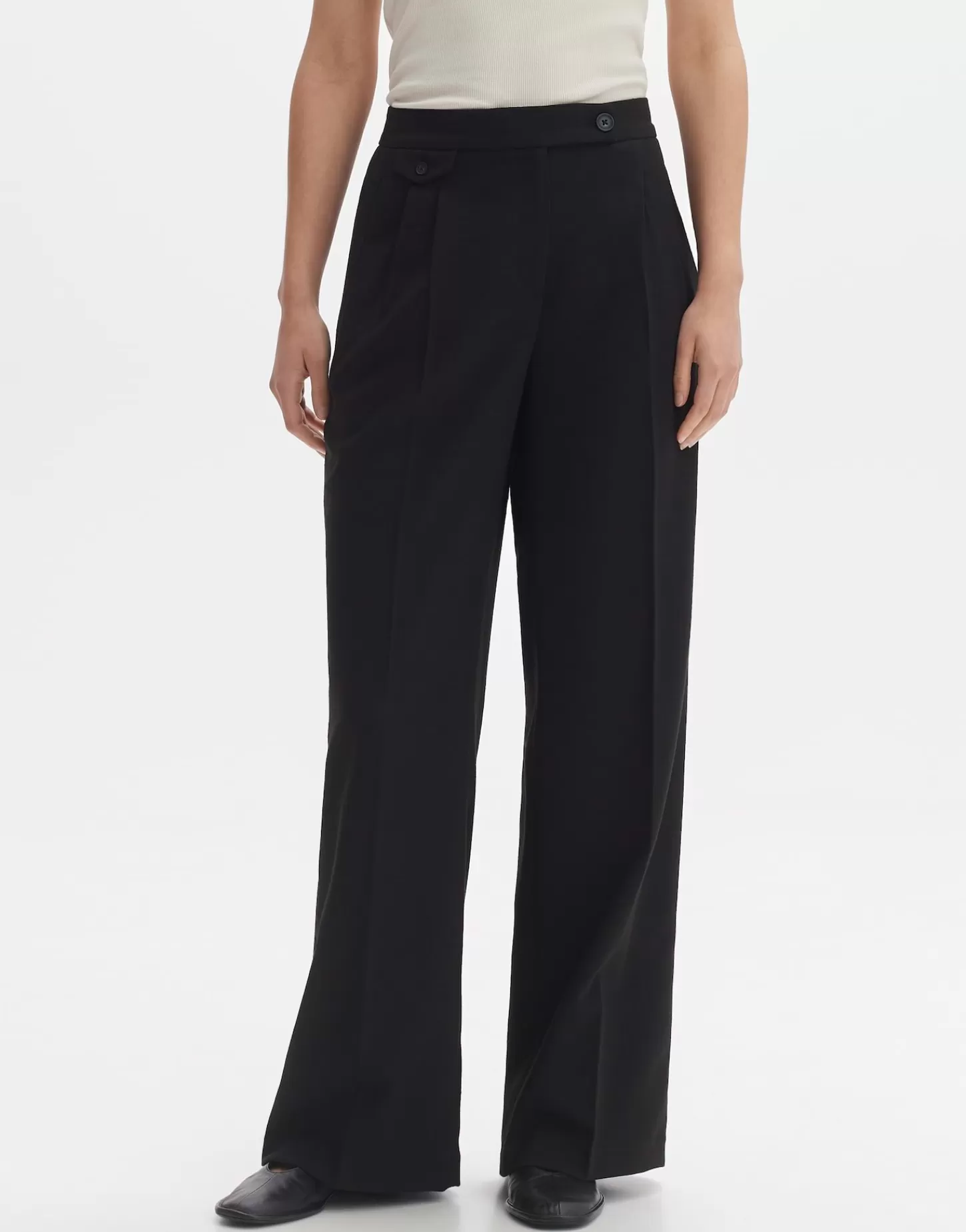 DAMES OPUS Geplooide Broek Marzena Asymmetric Zwart Online Bestellen