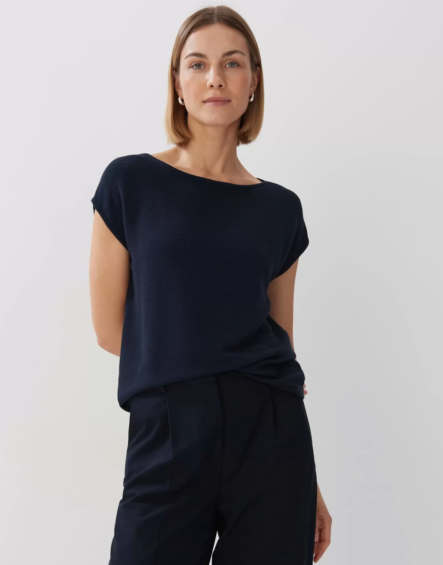 DAMES OPUS Geribd Shirt Kayuki Blauw Online Bestellen