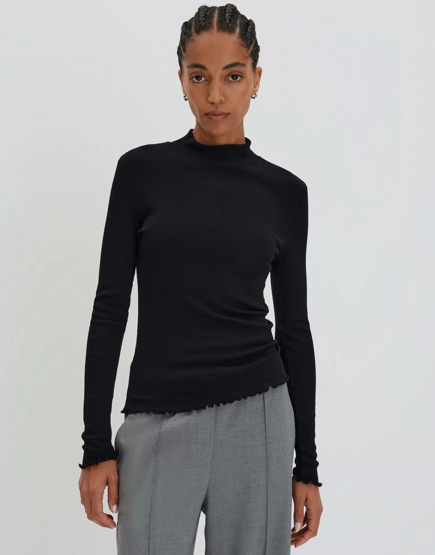 DAMES OPUS Geribd Shirt Kinara Zwart Online Bestellen