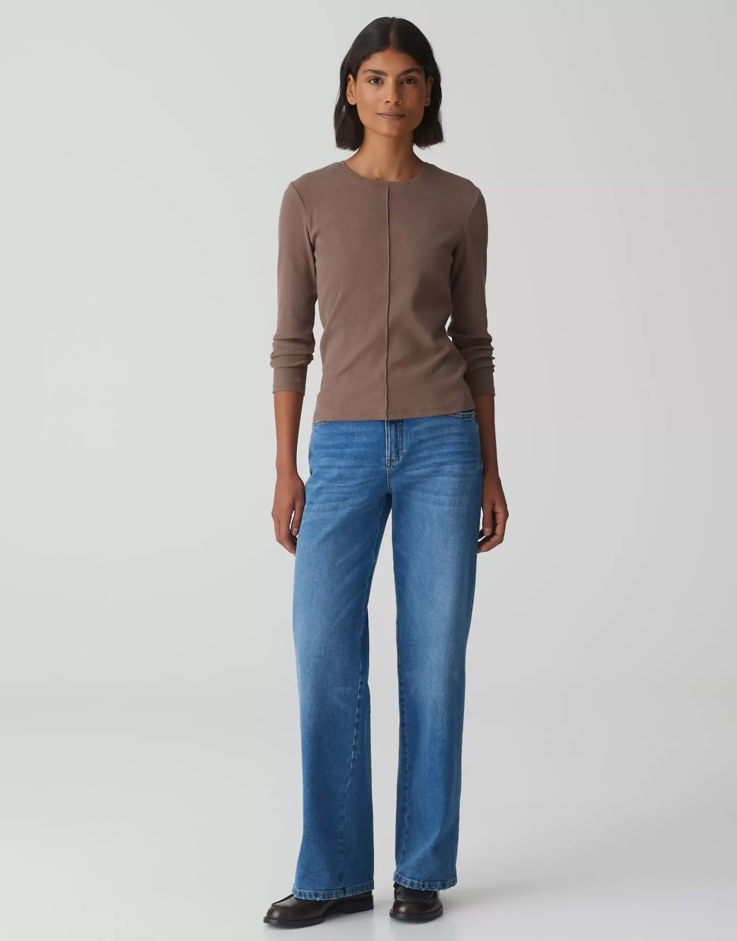 DAMES OPUS Geribd Shirt Sadalie Bruin Online Bestellen