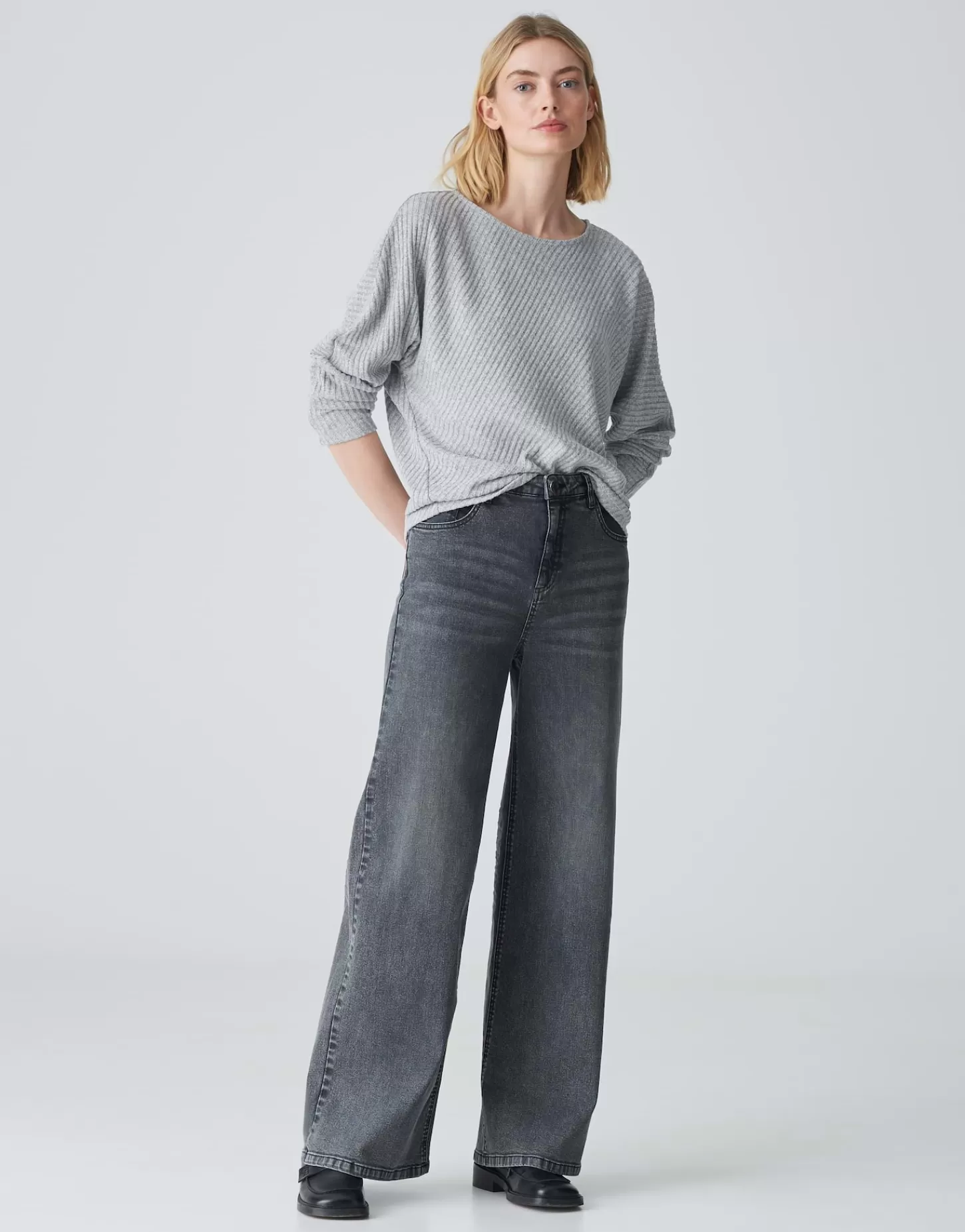 DAMES OPUS Geribd Shirt Sakim Grijs Online Bestellen