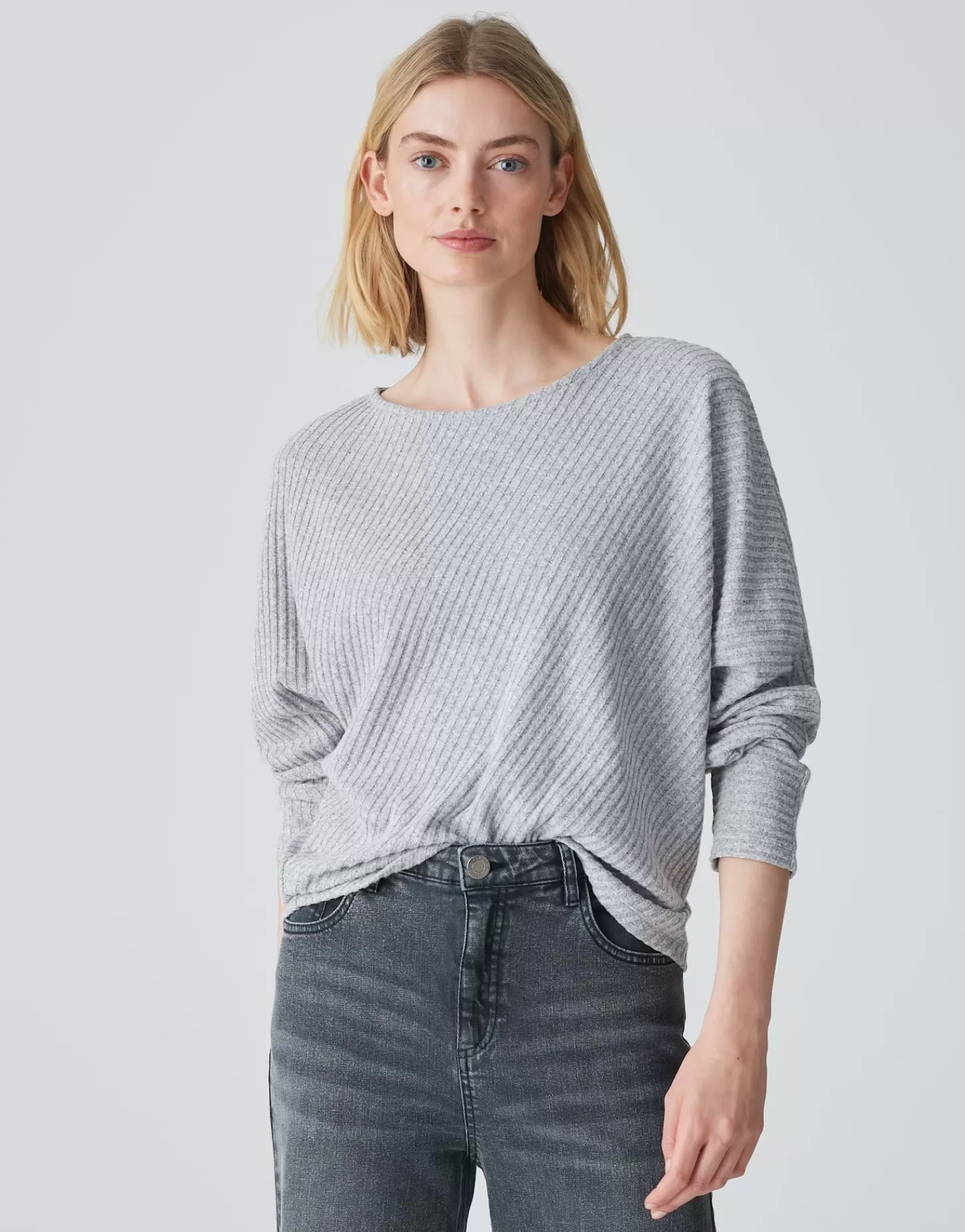 DAMES OPUS Geribd Shirt Sakim Grijs Online Bestellen