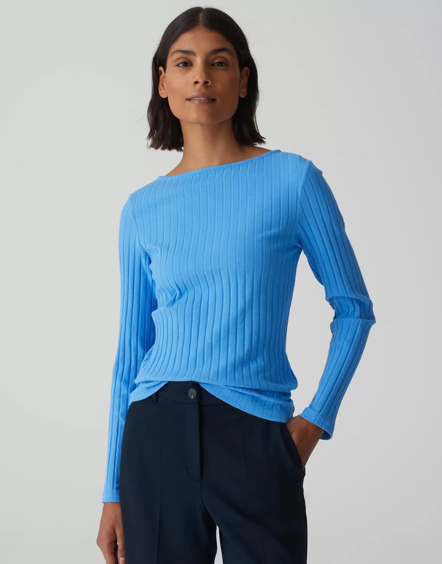 DAMES OPUS Geribd Shirt Sovke Blauw Online Bestellen