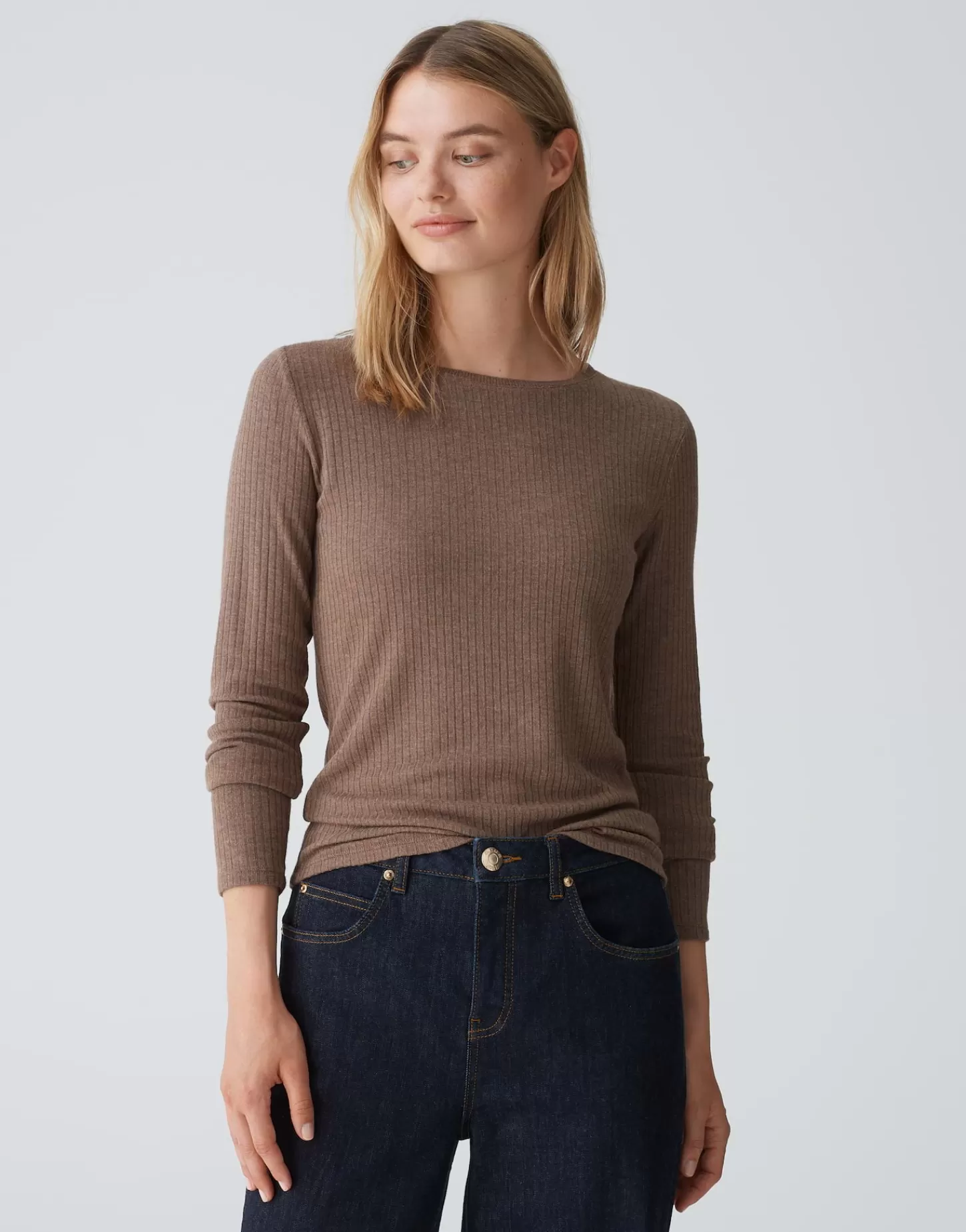 DAMES OPUS Geribd Shirt Sulikko Soft Bruin Online Bestellen