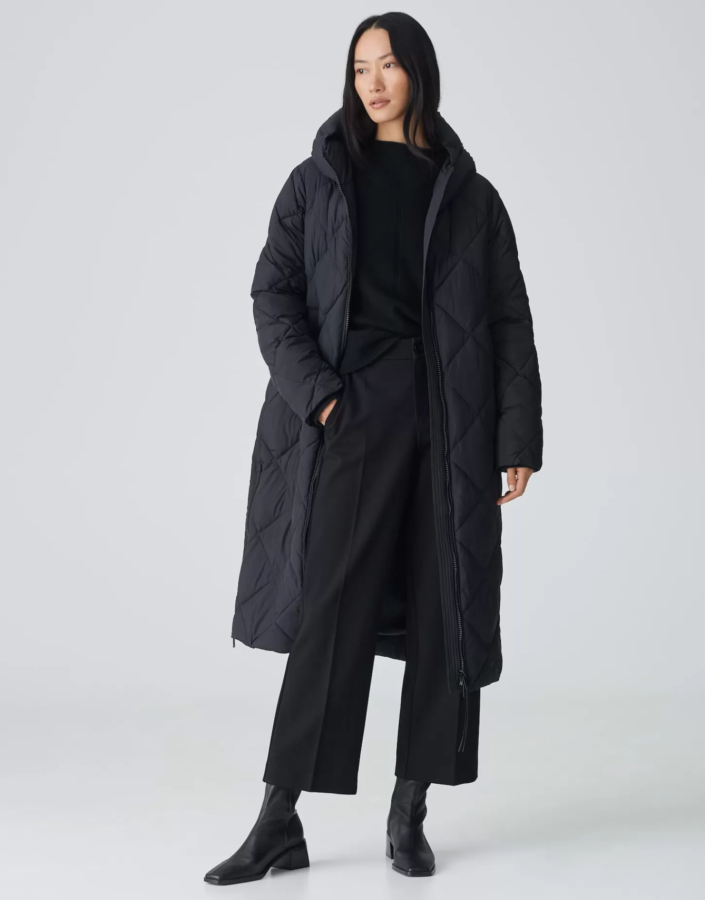 DAMES OPUS Gewatteerde Mantel Hubine Fresh Zwart Online Bestellen