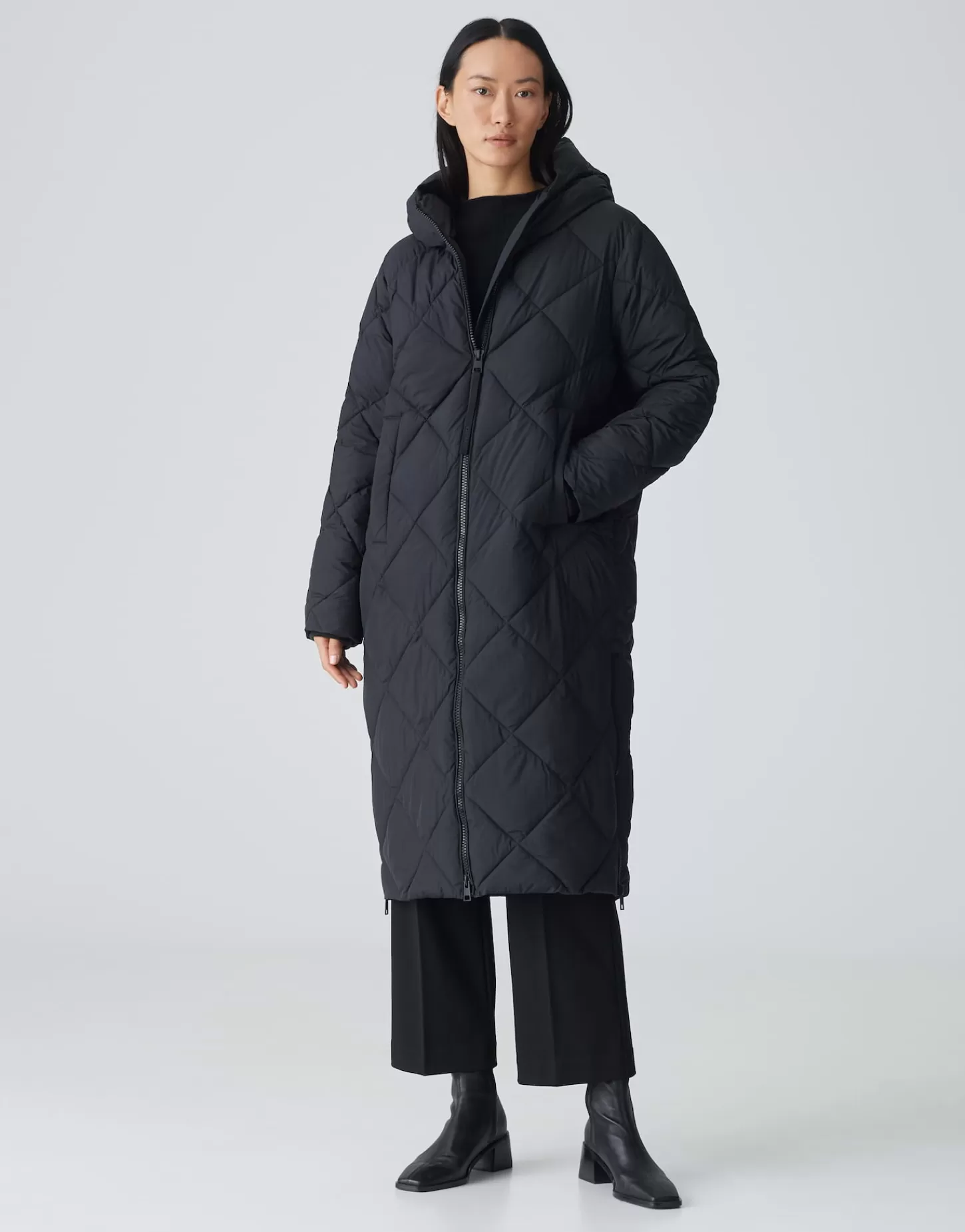 DAMES OPUS Gewatteerde Mantel Hubine Fresh Zwart Online Bestellen