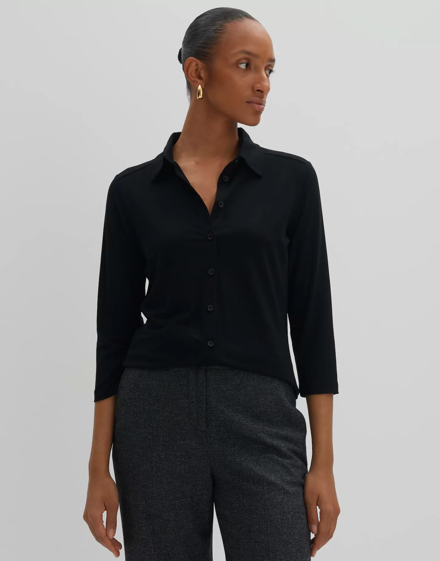 DAMES OPUS Jerseyshirt Kelly Solid Zwart Online Bestellen