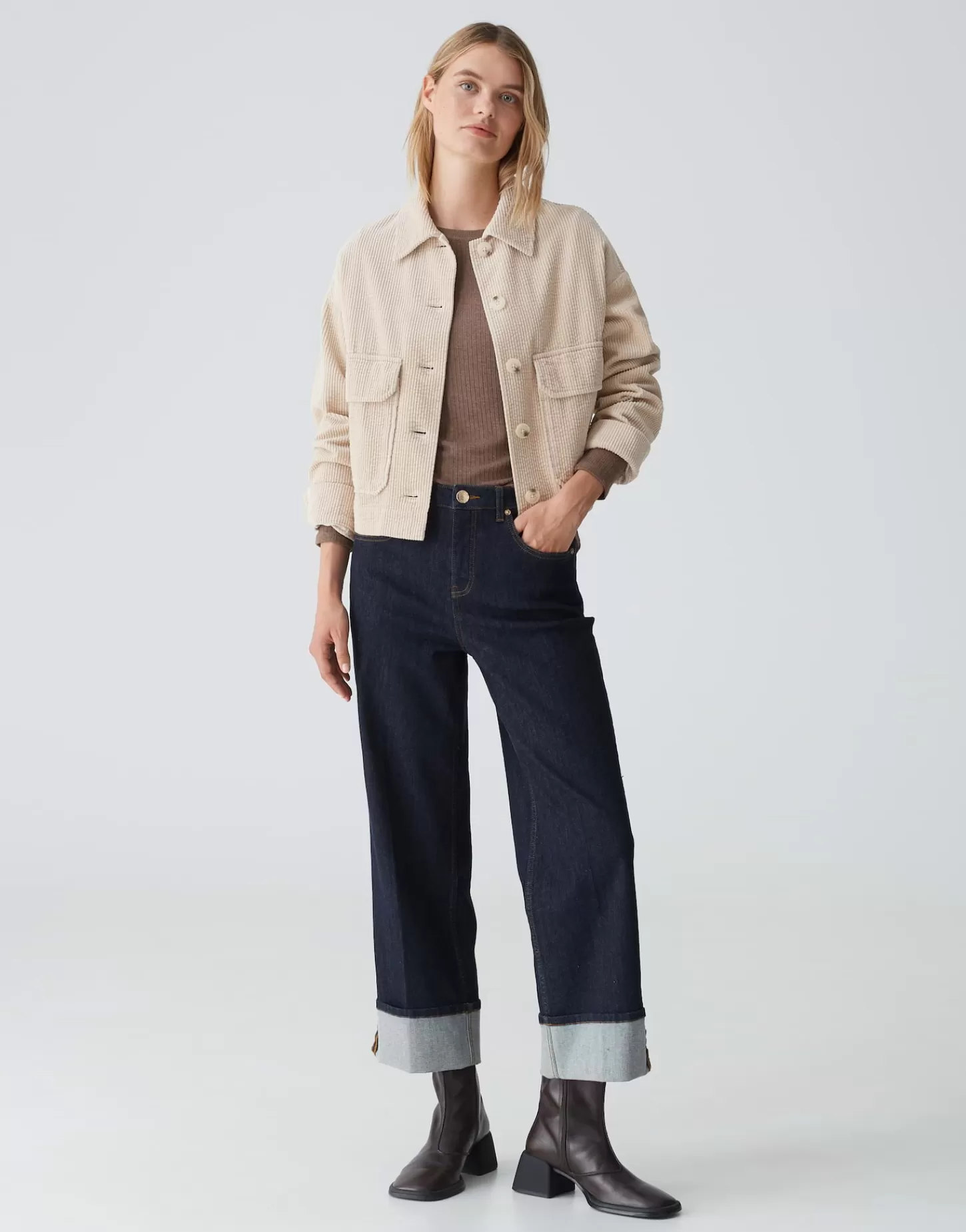 DAMES OPUS Korte Jas Hennja Beige Online Bestellen