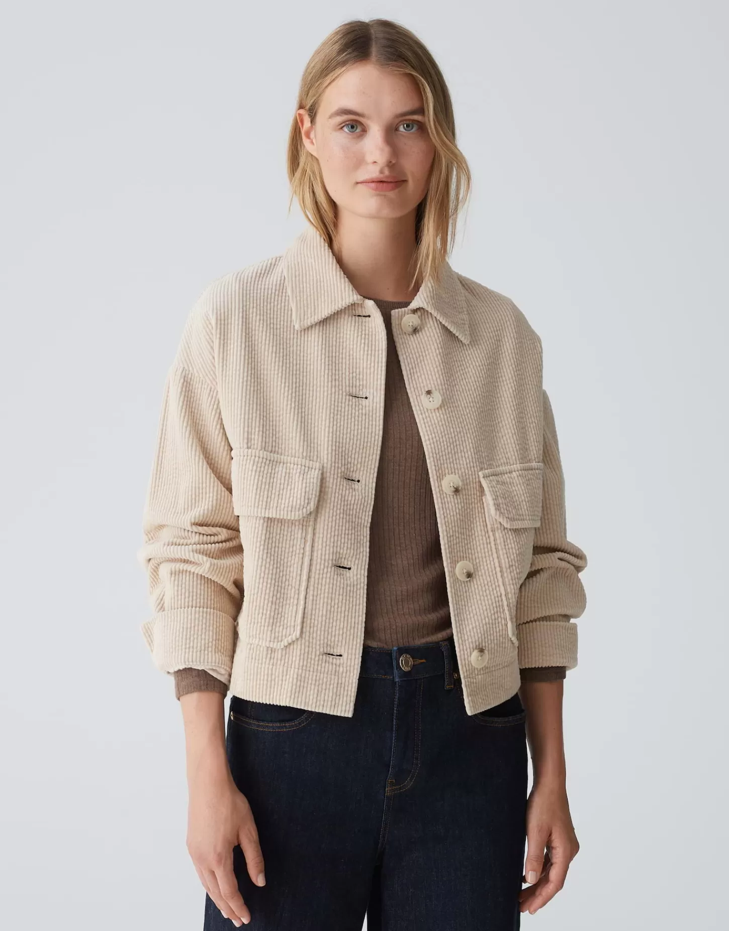 DAMES OPUS Korte Jas Hennja Beige Online Bestellen