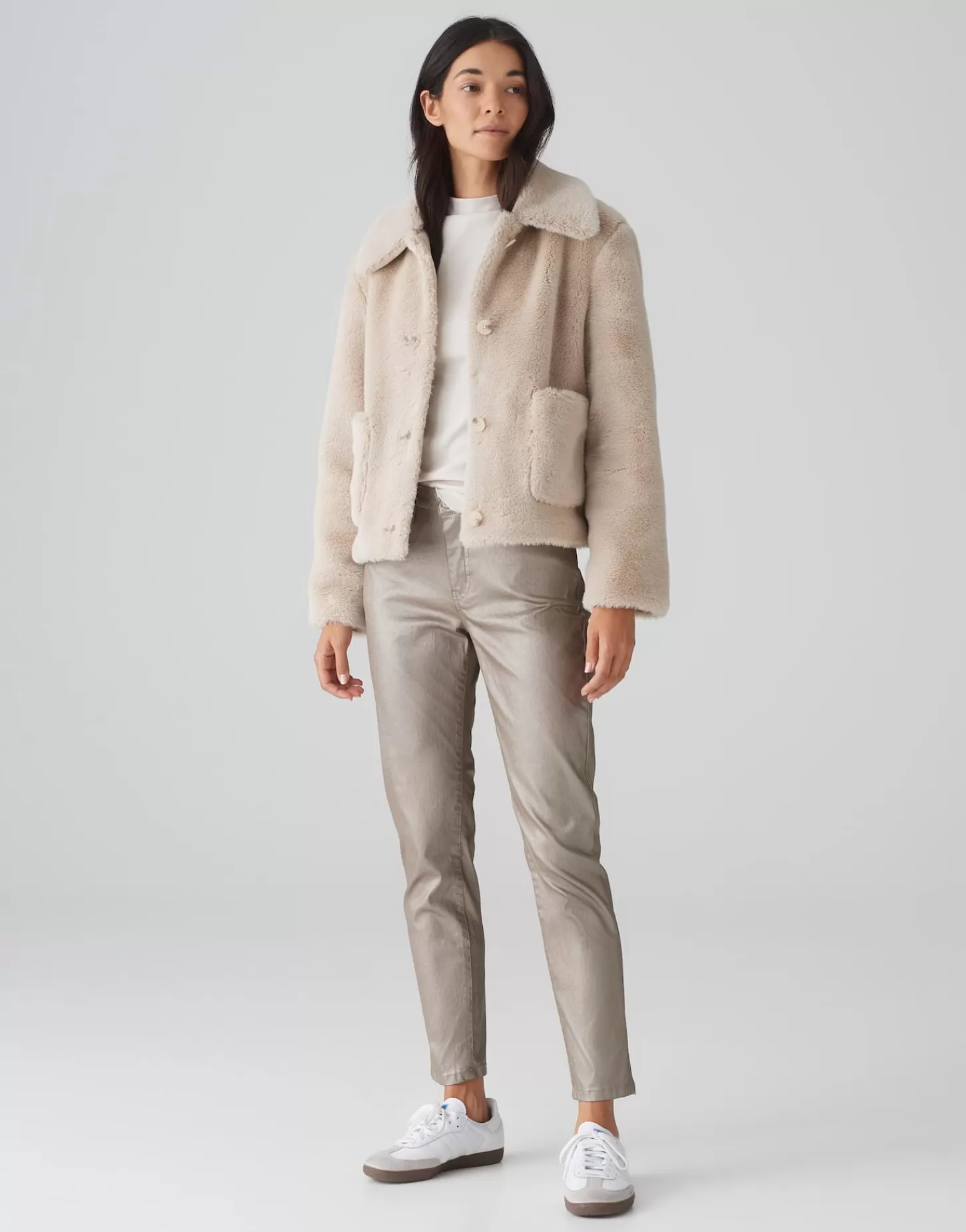 DAMES OPUS Korte Jas Herrisa Beige Online Bestellen