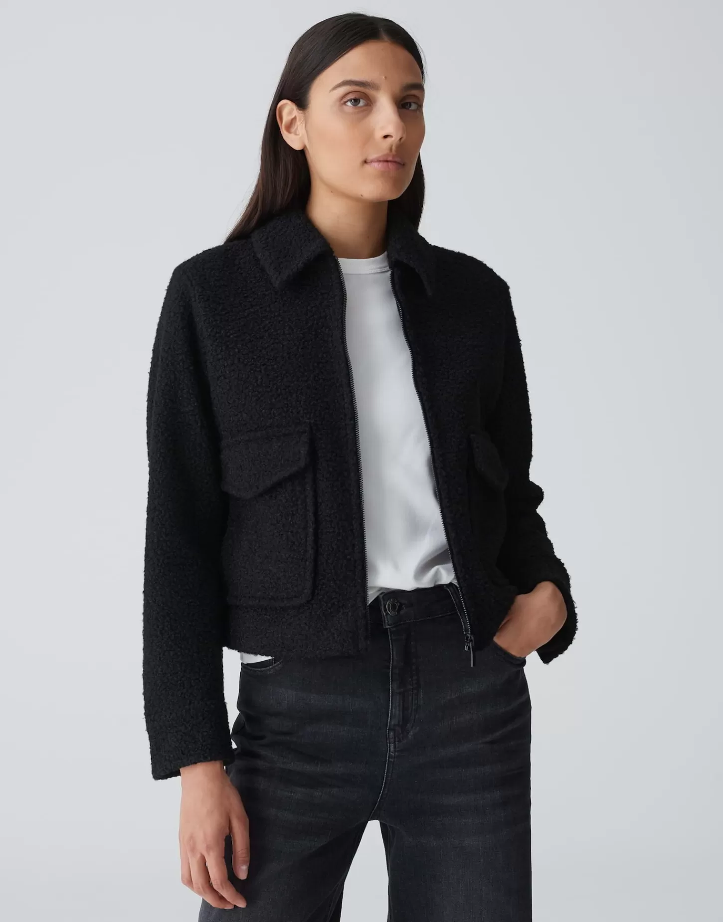 DAMES OPUS Korte Jas Holma Zwart Online Bestellen