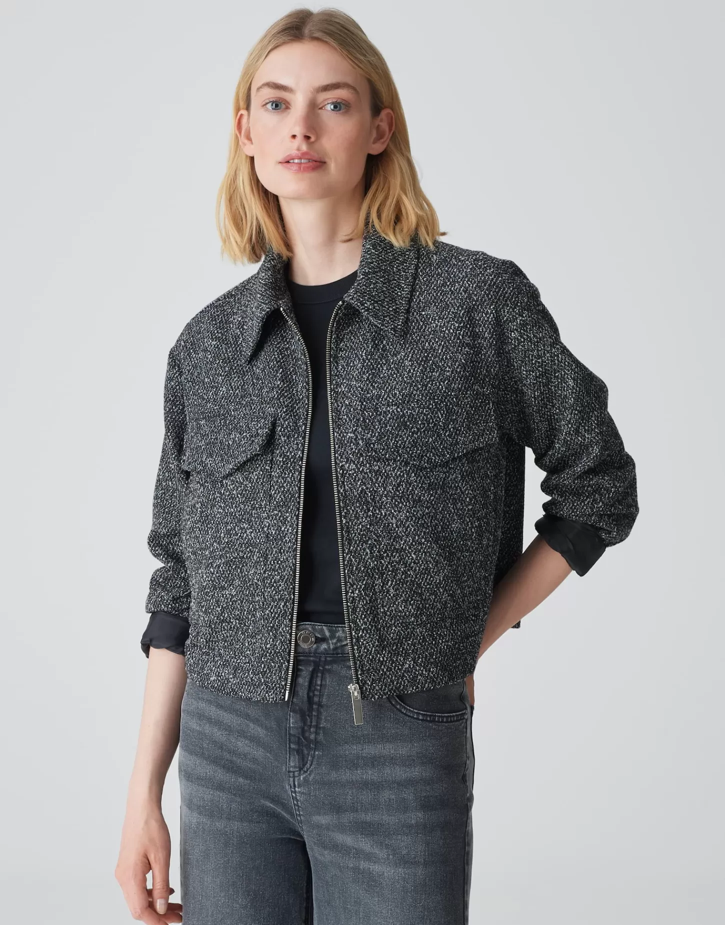 DAMES OPUS Korte Jas Jasko Zwart Online Bestellen