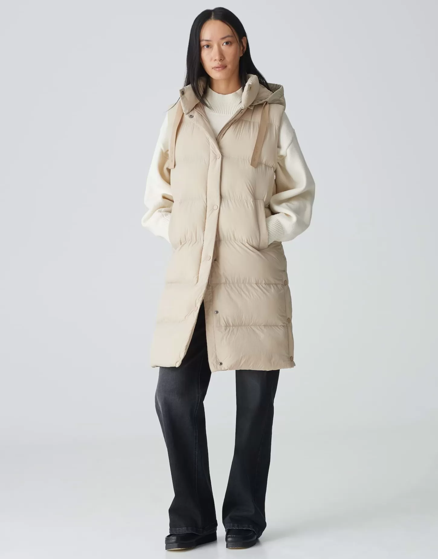 DAMES OPUS Lange Bodywarmer Wigilo Beige Online Bestellen