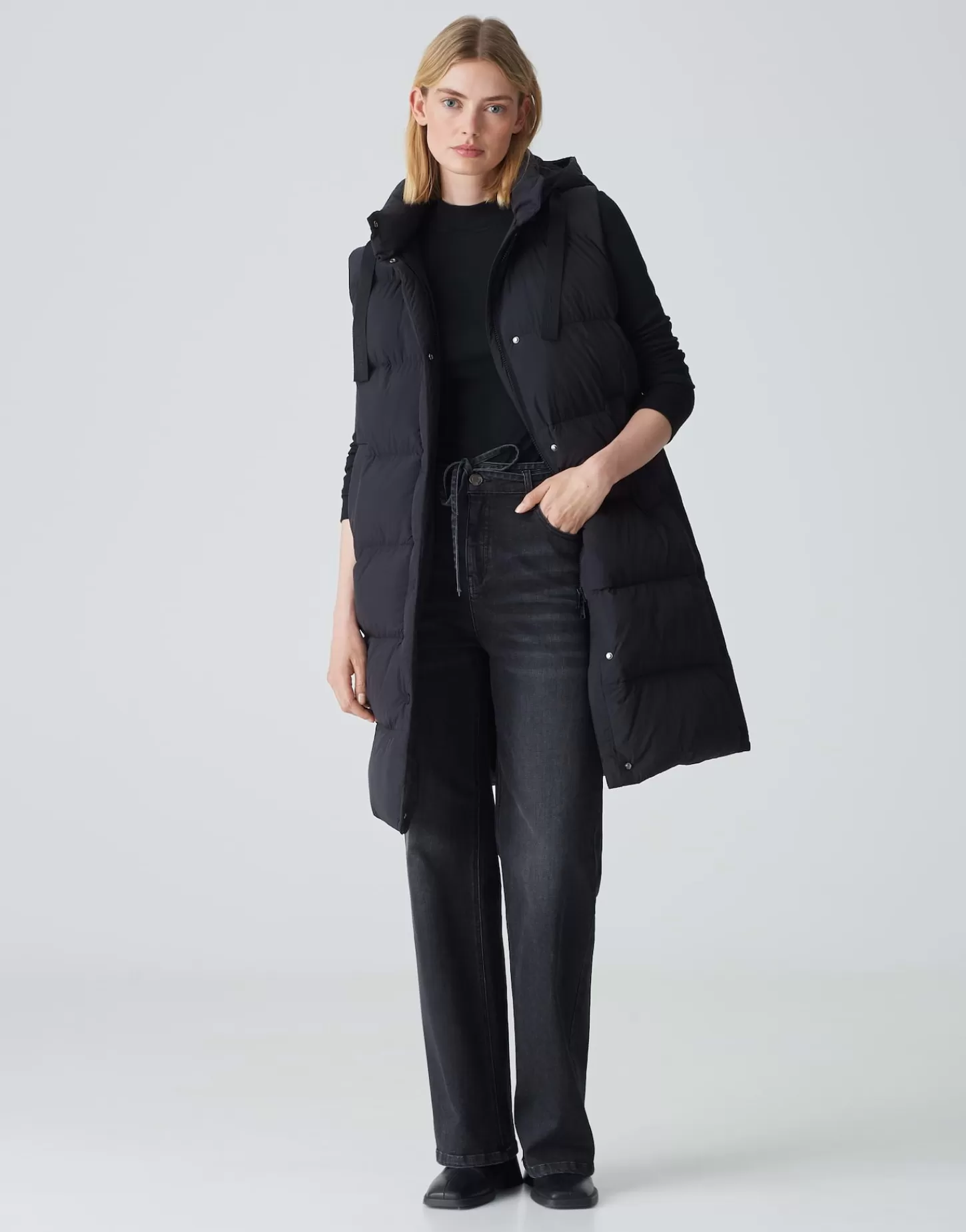 DAMES OPUS Lange Bodywarmer Wigilo Zwart Online Bestellen
