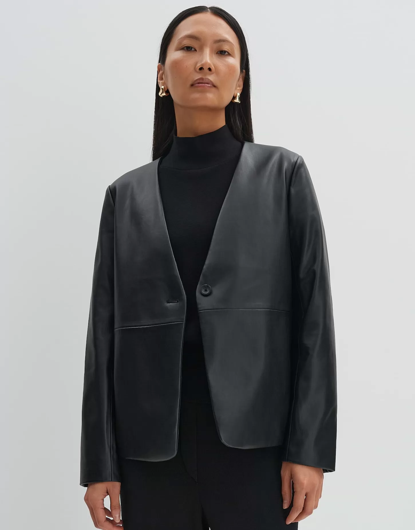 DAMES OPUS Leren Blazer Noebe Zwart Online Bestellen