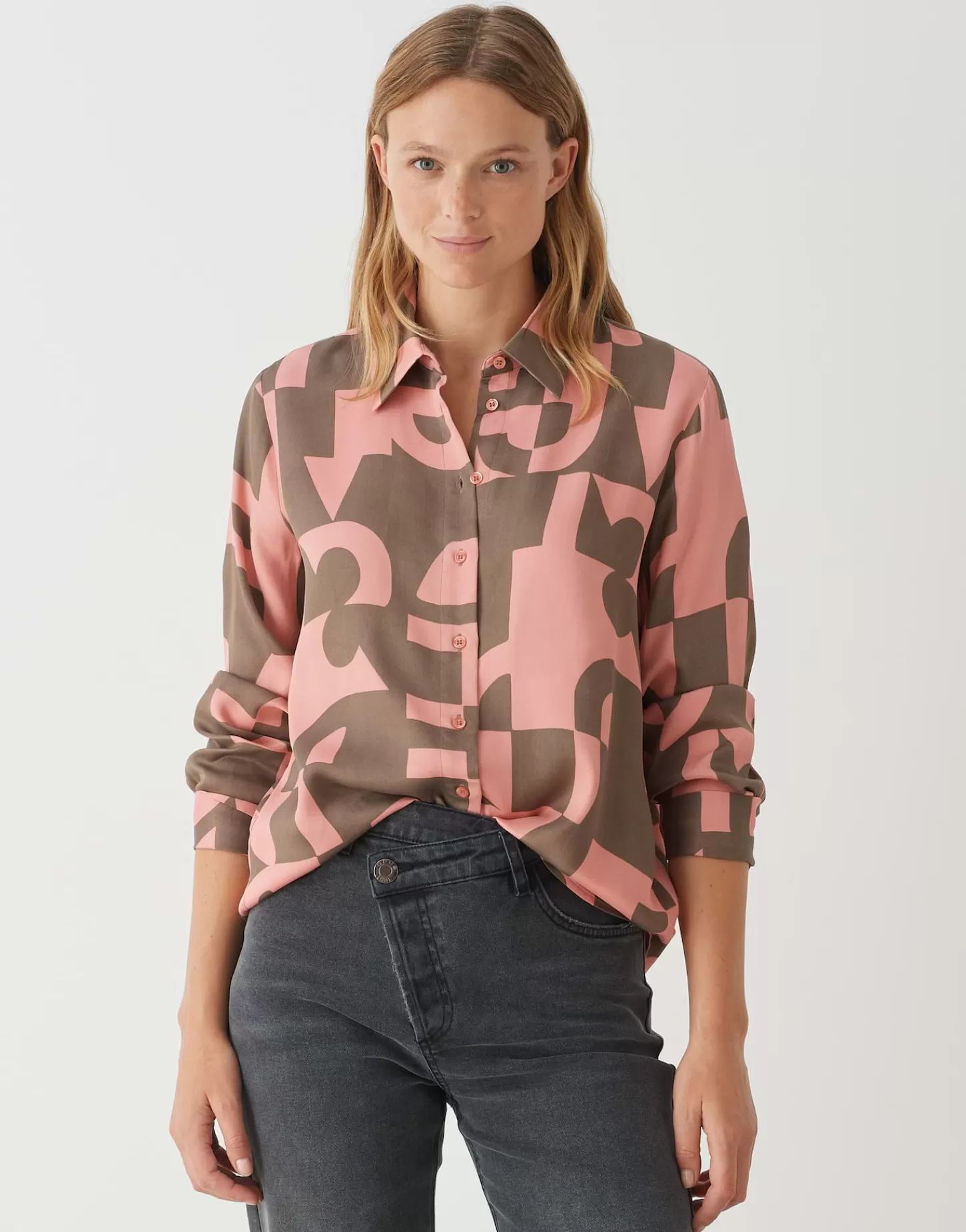DAMES OPUS Overhemdblouse Falkina Bold Roze Online Bestellen