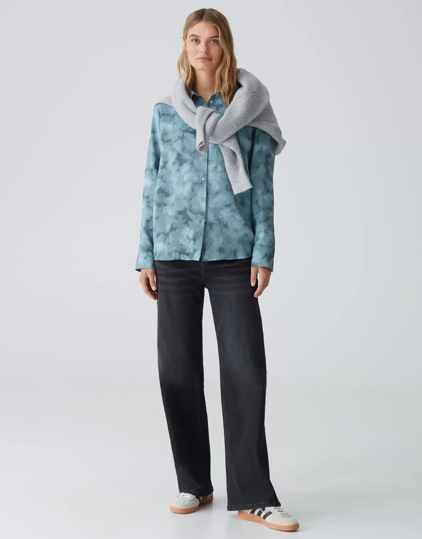 DAMES OPUS Overhemdblouse Falkina Faded Blauw Online Bestellen