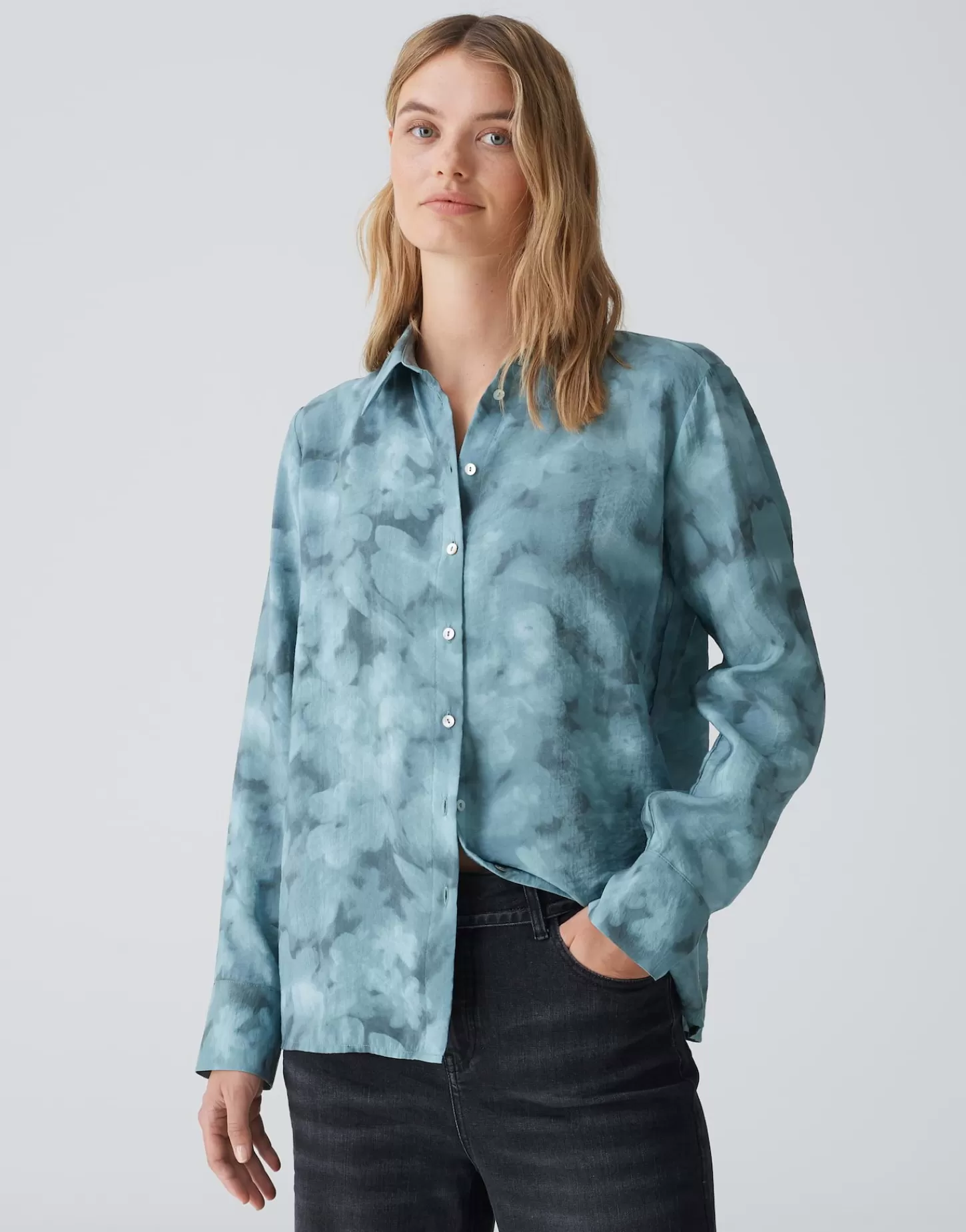 DAMES OPUS Overhemdblouse Falkina Faded Blauw Online Bestellen