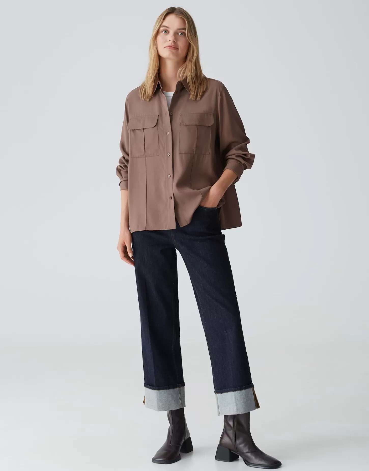 DAMES OPUS Overhemdblouse Flara Bruin Online Bestellen