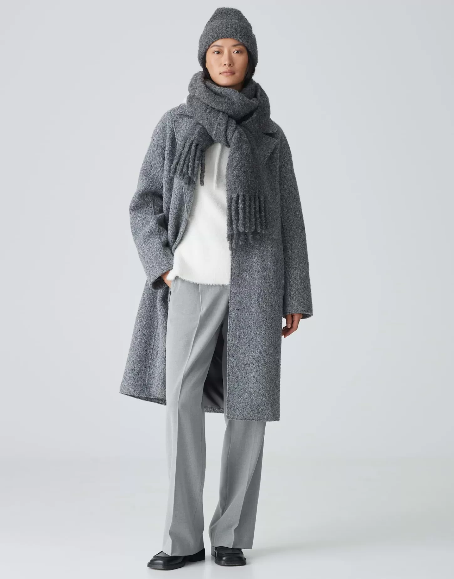 DAMES OPUS Oversized Sjaal Amoni Scarf Grijs Online Bestellen