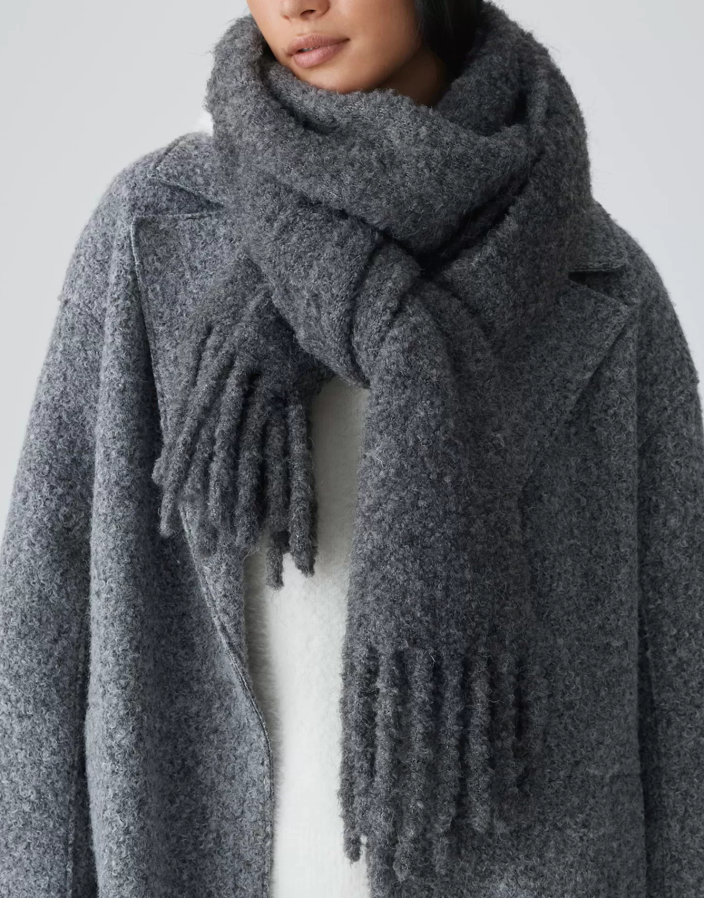 DAMES OPUS Oversized Sjaal Amoni Scarf Grijs Online Bestellen