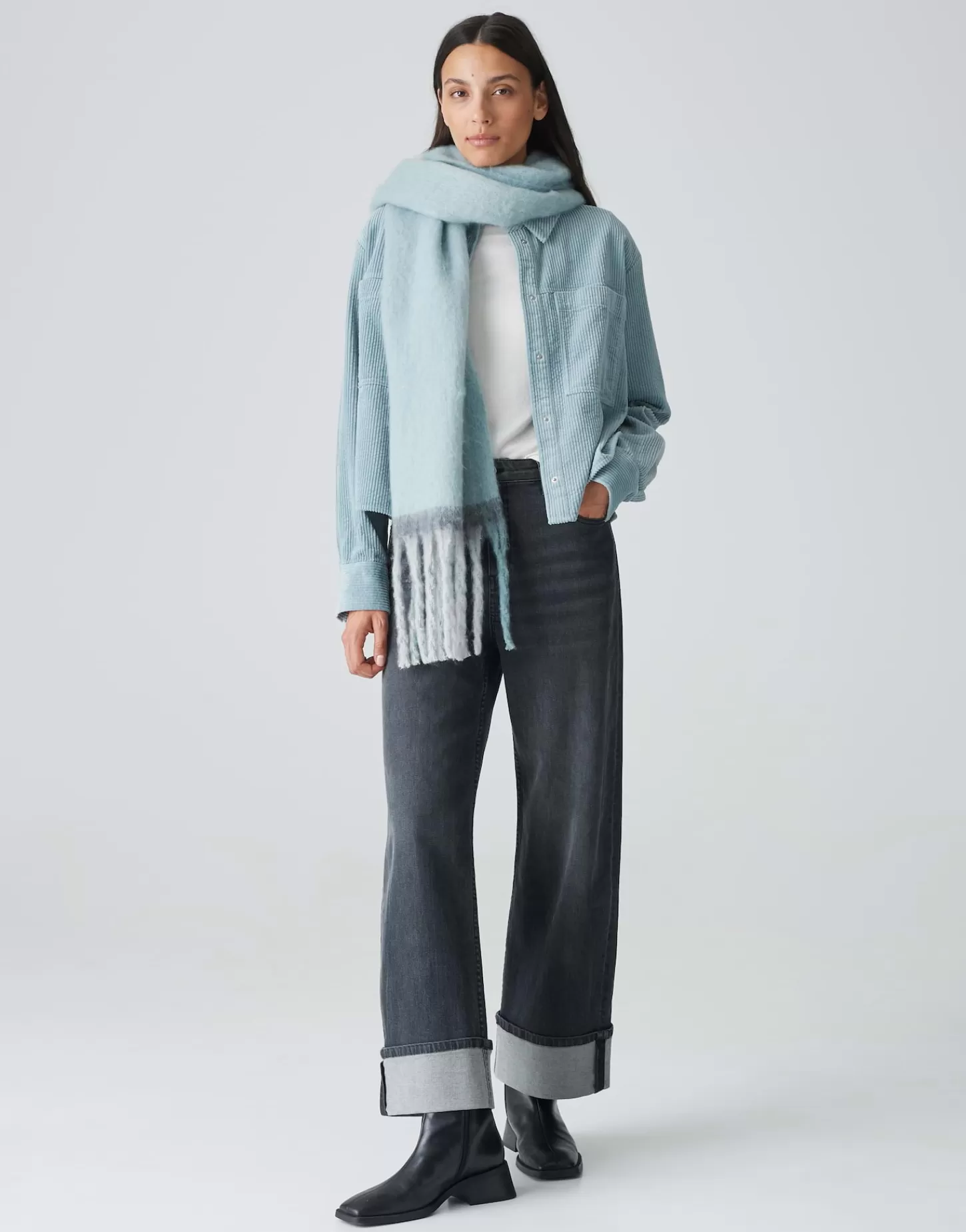 DAMES OPUS Oversized Sjaal Anuno Scarf Blauw Online Bestellen