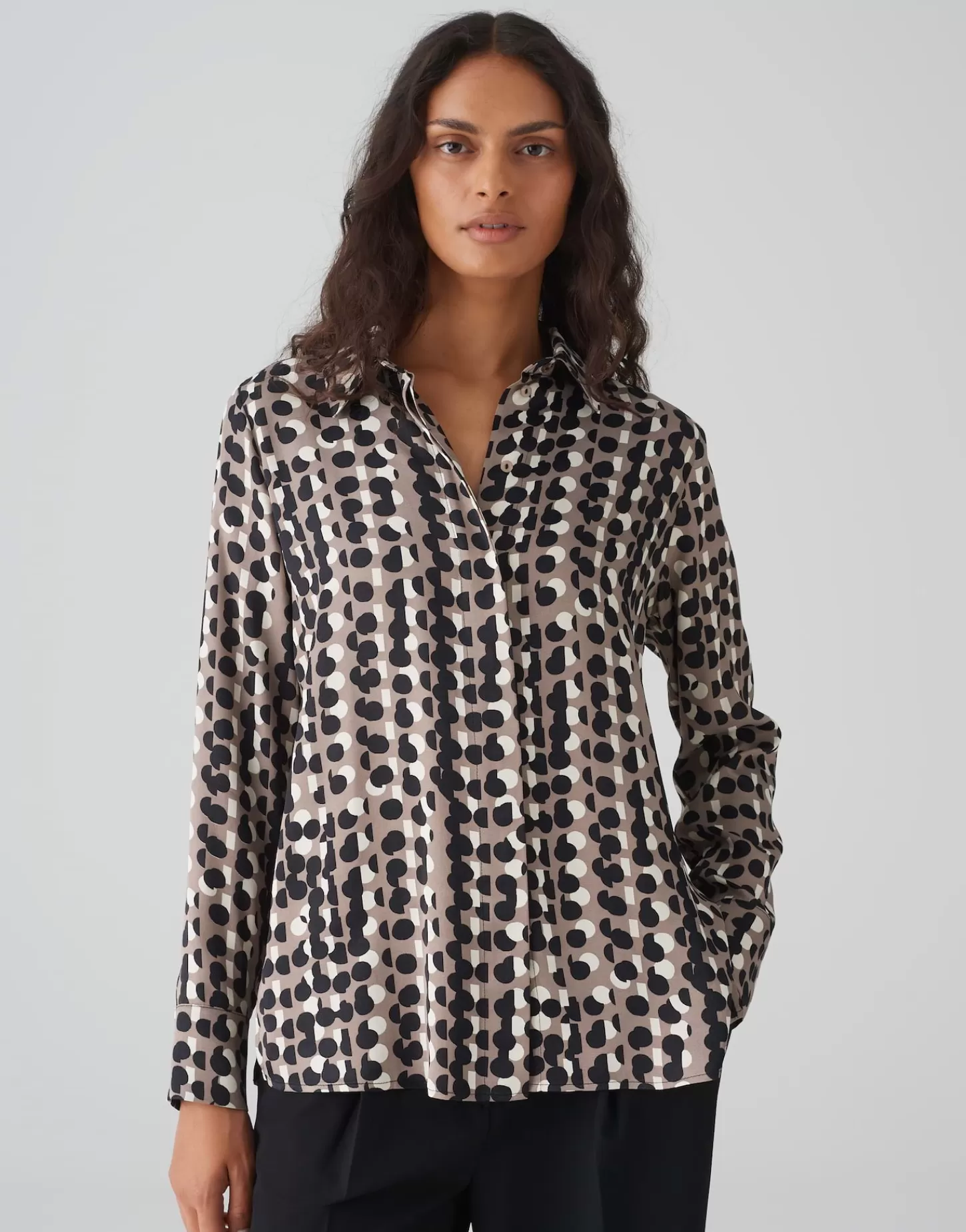 DAMES OPUS Satijnen Blouse Fosmo Bruin Online Bestellen
