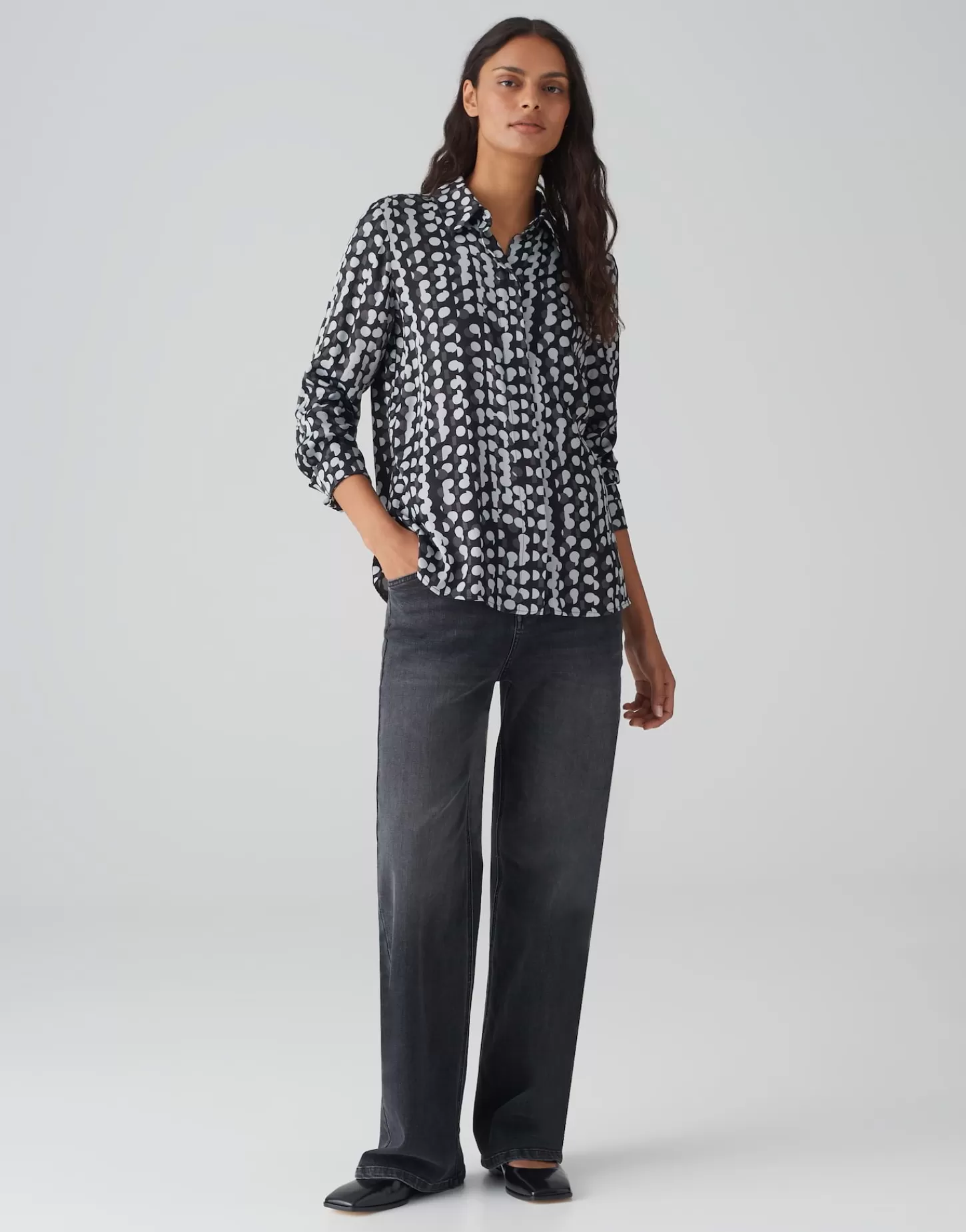 DAMES OPUS Satijnen Blouse Fosmo Zwart Online Bestellen