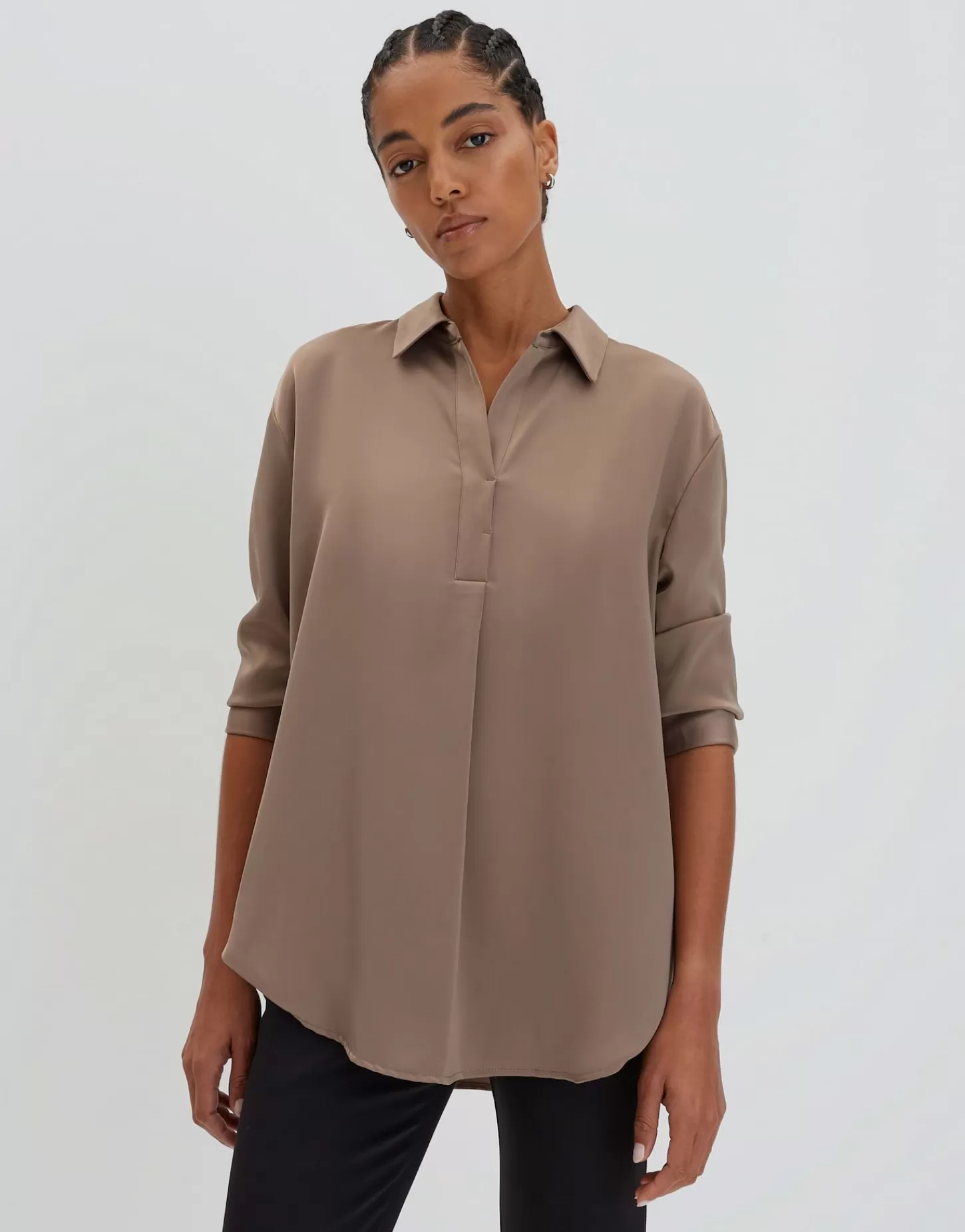 DAMES OPUS Satijnen Blouse Zanza Beige Online Bestellen