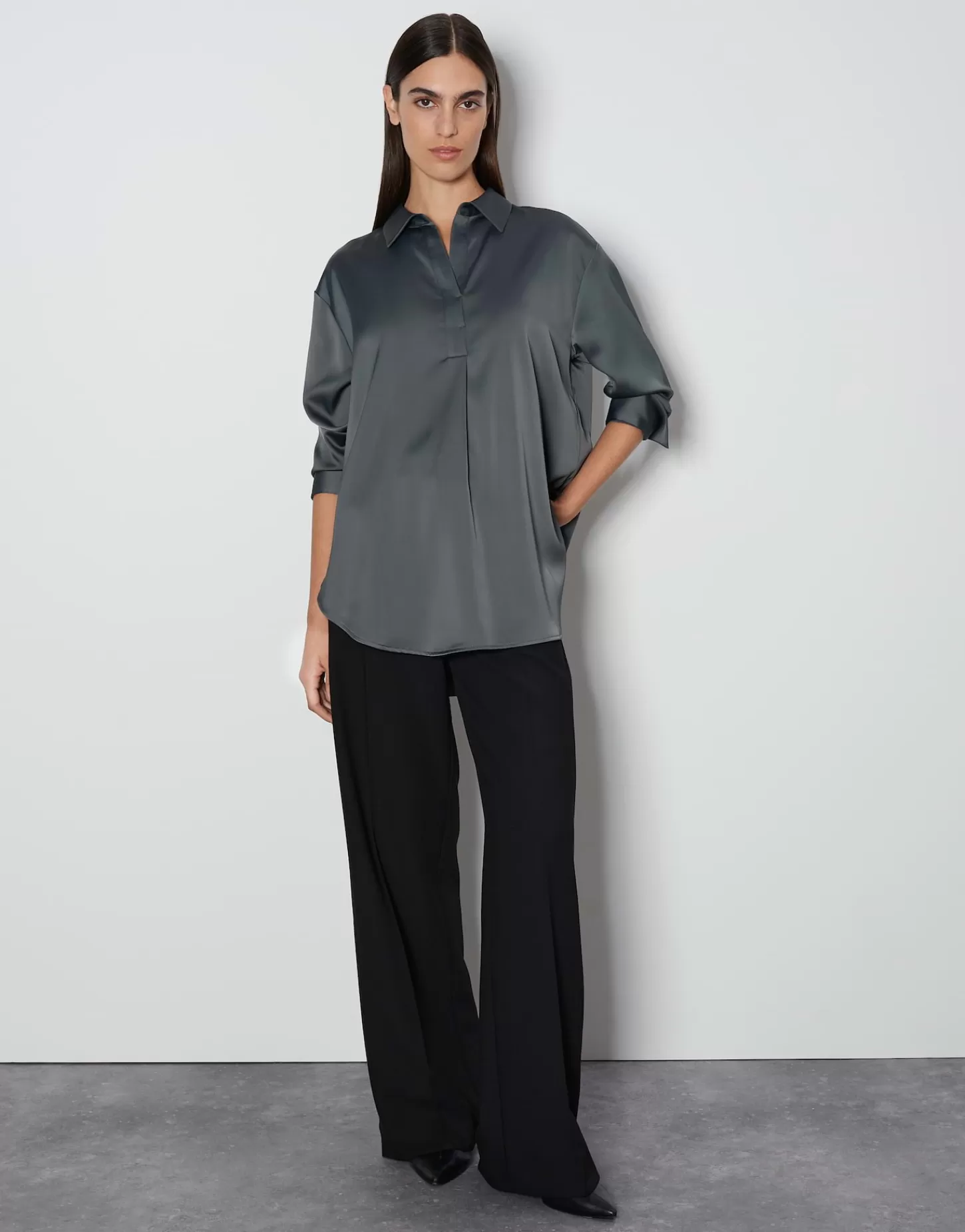 DAMES OPUS Satijnen Blouse Zanza Grijs Online Bestellen