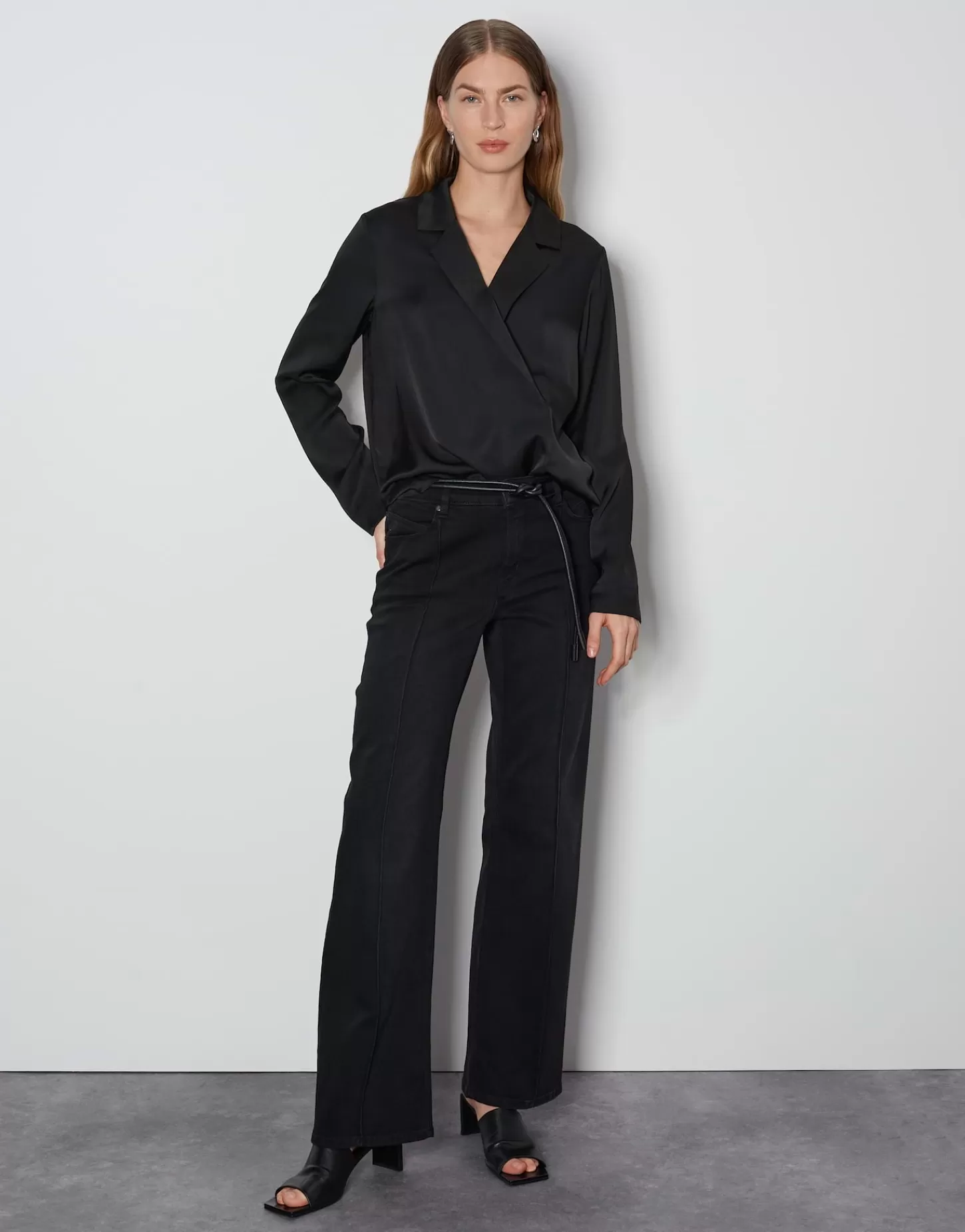 DAMES OPUS Satijnen Blouse Zariana Zwart Online Bestellen