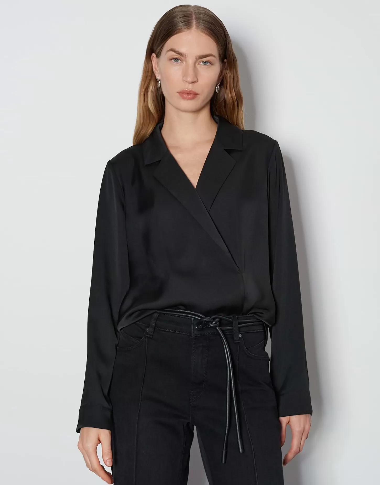 DAMES OPUS Satijnen Blouse Zariana Zwart Online Bestellen