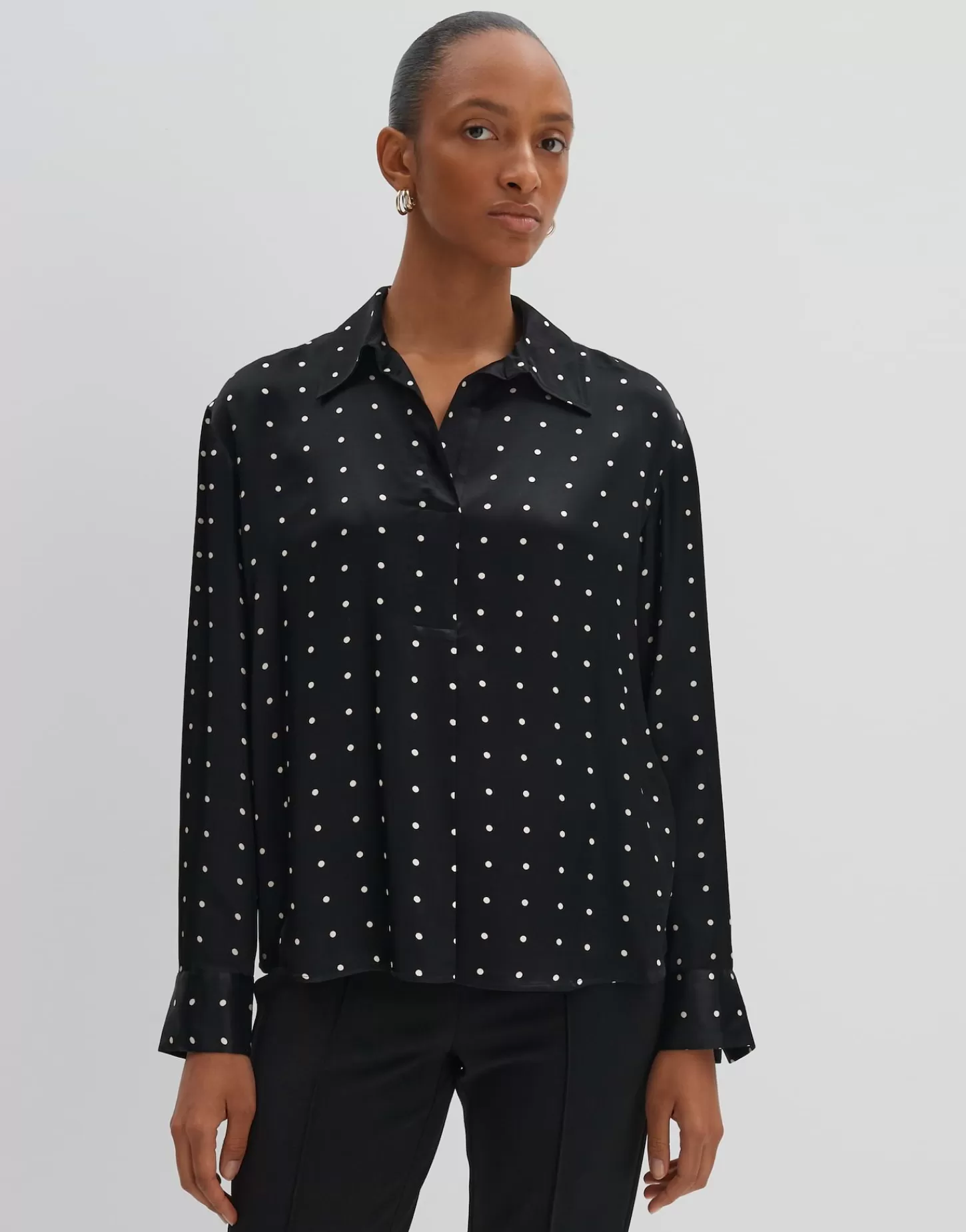 DAMES OPUS Satijnen Blouse Zilow Zwart Online Bestellen