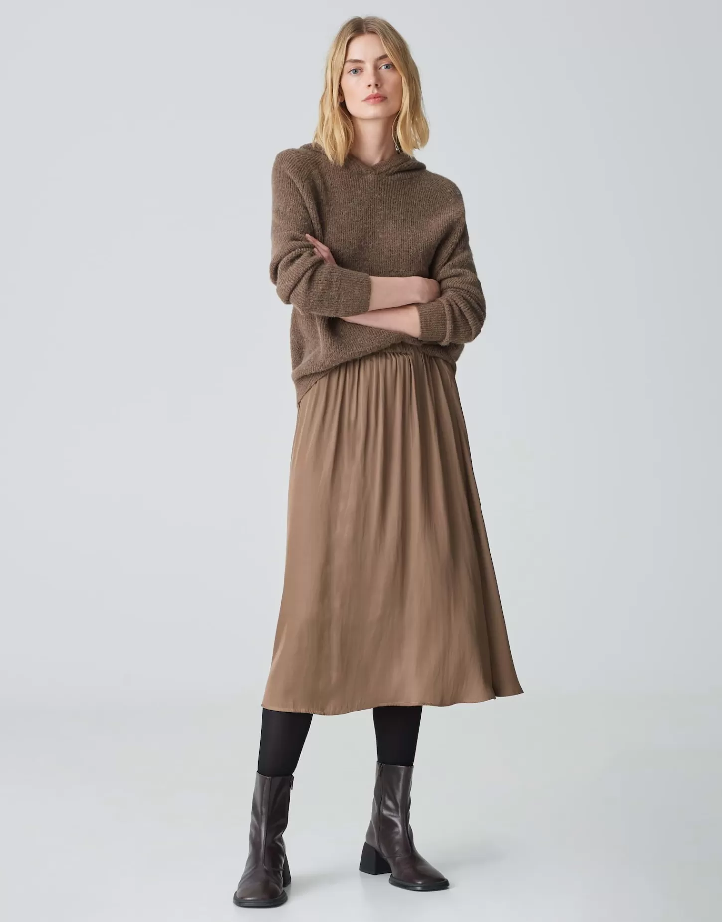 DAMES OPUS Satijnen Rok Rinkelle Bruin Online Bestellen