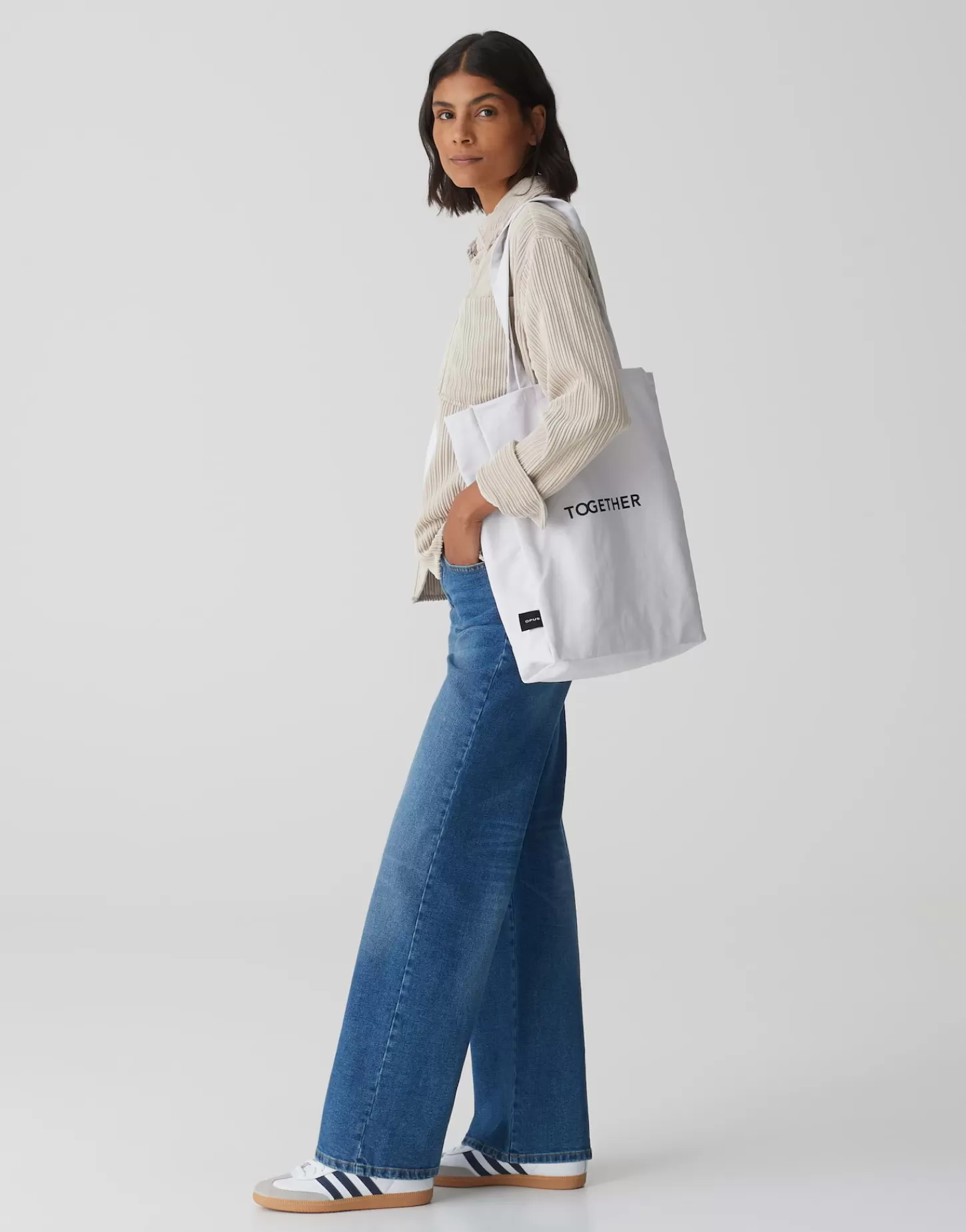 DAMES OPUS Shopper Canvas Wit Online Bestellen
