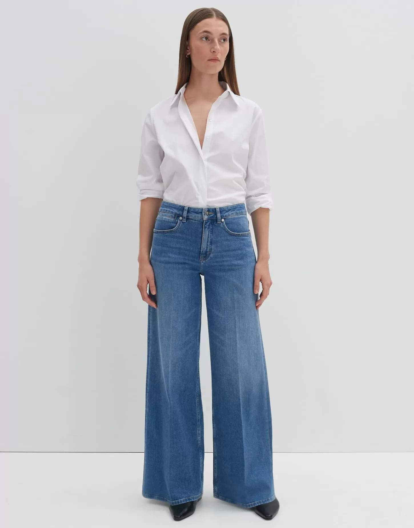 DAMES OPUS Wide Leg Jeans Cellma Palazzo Blauw Online Bestellen