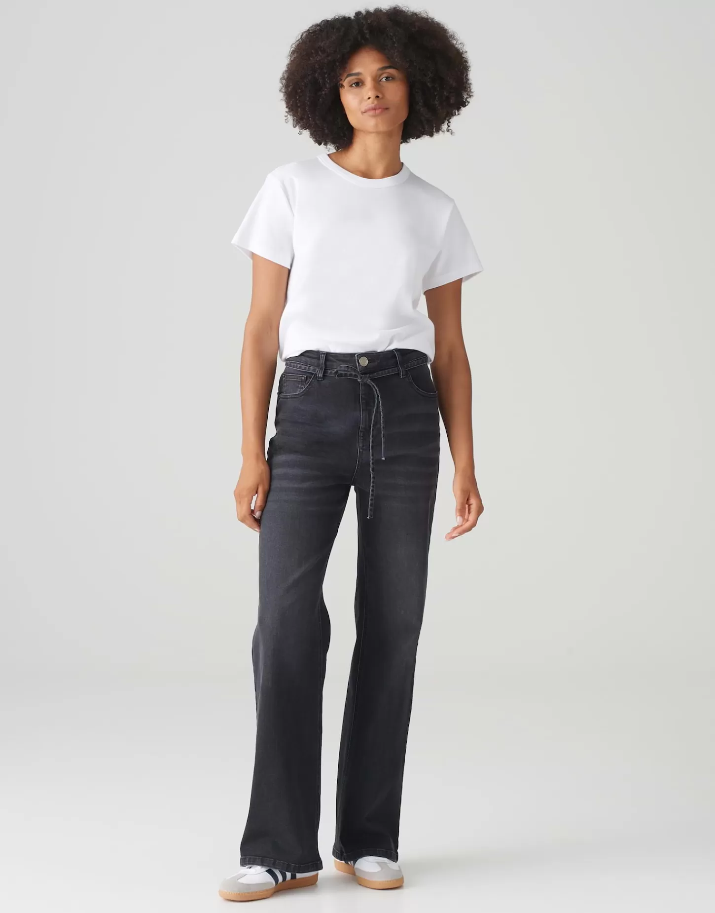 DAMES OPUS Wide Leg Jeans Marli Belt Grijs Online Bestellen
