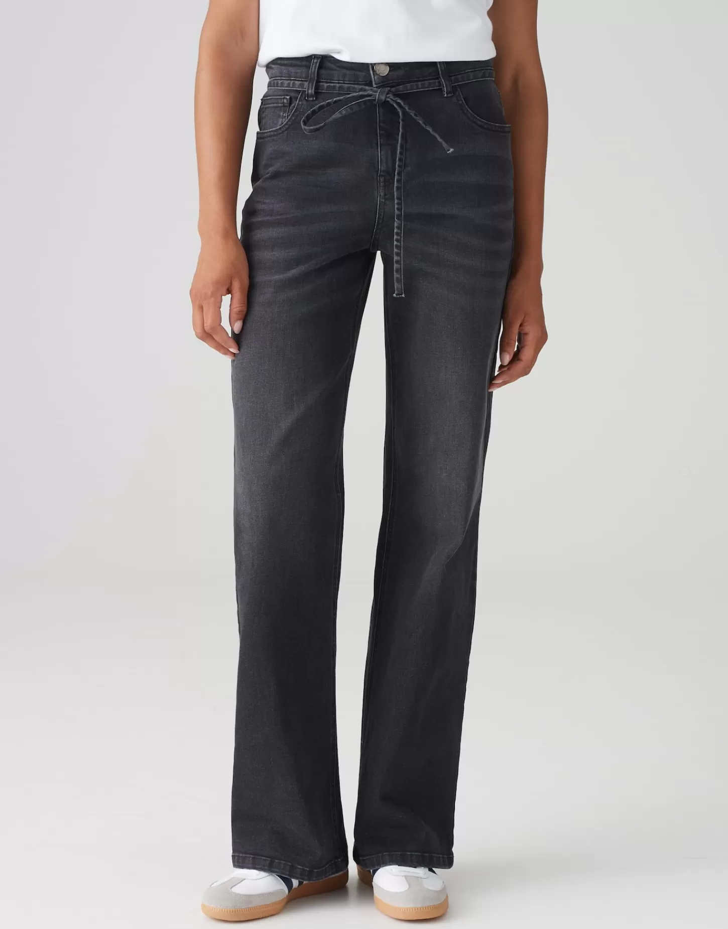 DAMES OPUS Wide Leg Jeans Marli Belt Grijs Online Bestellen
