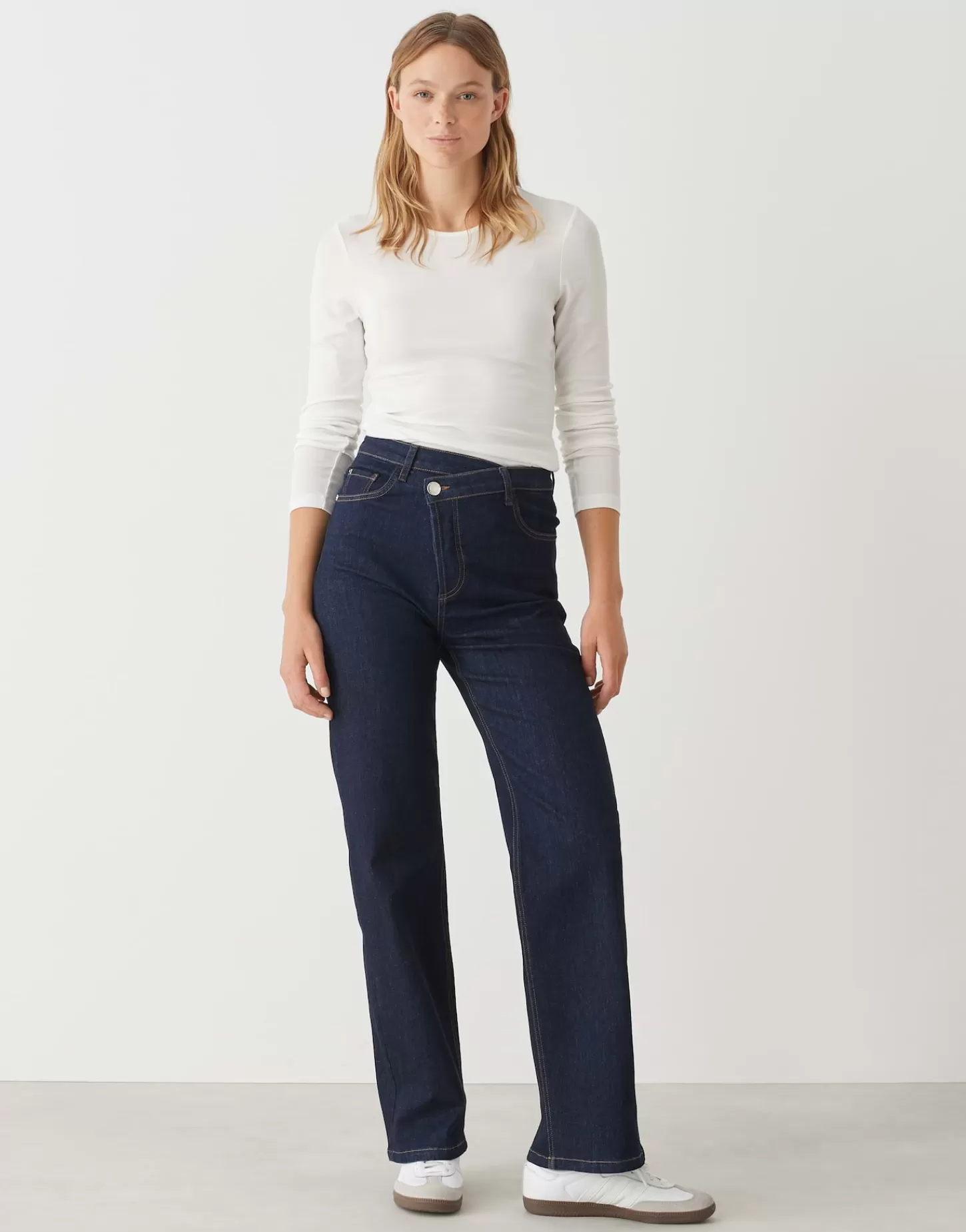 DAMES OPUS Wide Leg Jeans Marli Crisscross Blauw Online Bestellen