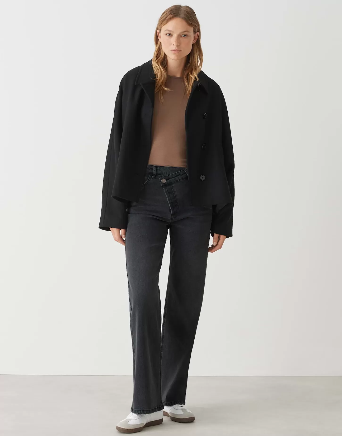 DAMES OPUS Wide Leg Jeans Marli Crisscross Grijs Online Bestellen