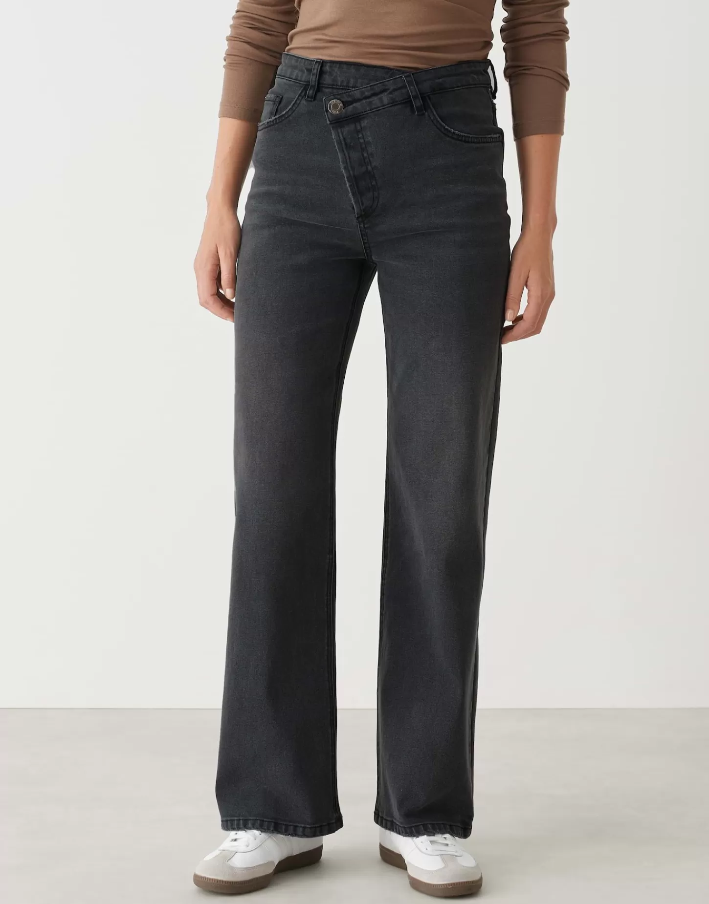 DAMES OPUS Wide Leg Jeans Marli Crisscross Grijs Online Bestellen