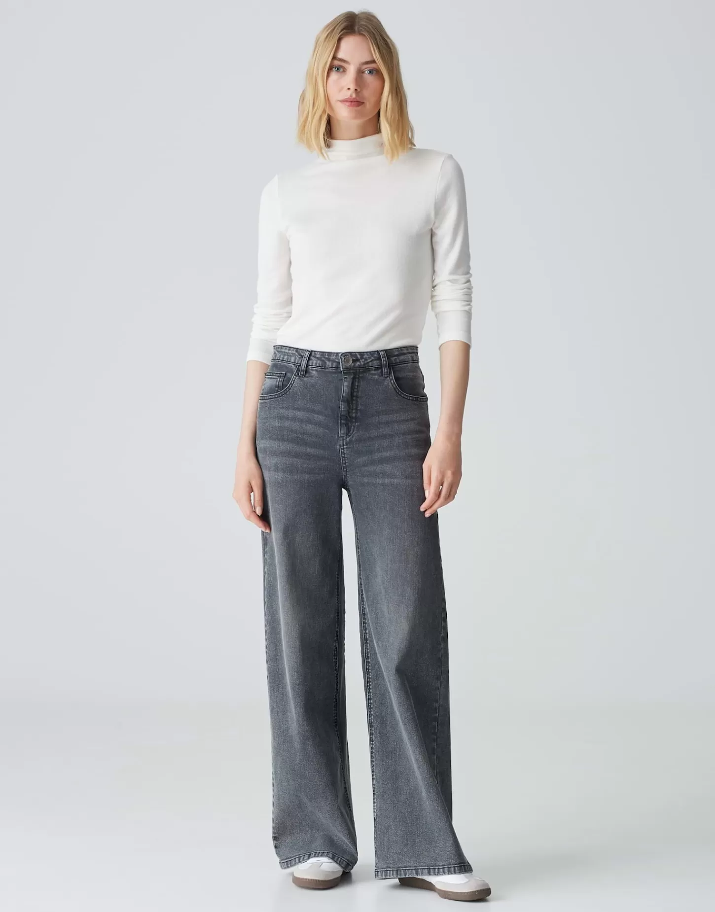 DAMES OPUS Wide Leg Jeans Marli Palazzo Grijs Online Bestellen