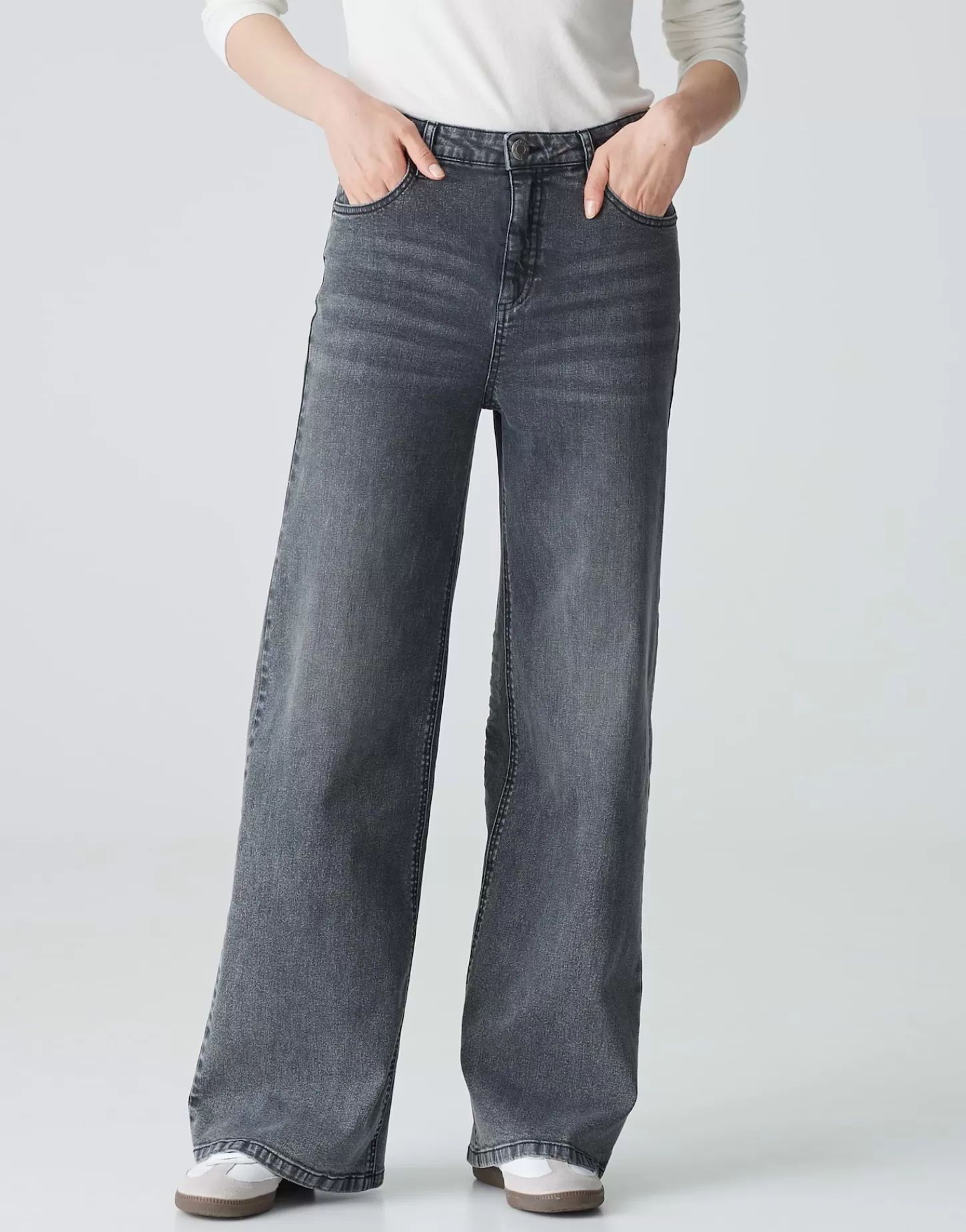 DAMES OPUS Wide Leg Jeans Marli Palazzo Grijs Online Bestellen